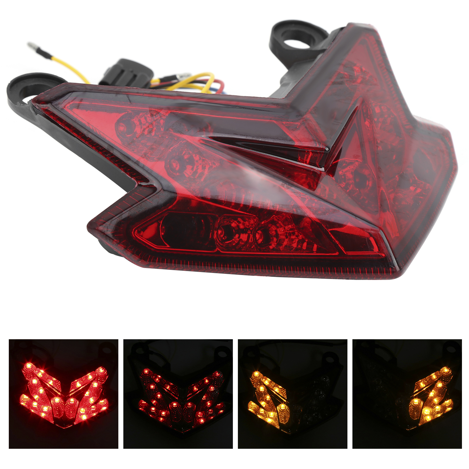 Led-rücklicht Für Motorräder, Integriert In Den Kotflügel Für Kawasaki Z800/zx6r 2013-2015, Inklusive Blinker, Rote Tönung, Kompatibel Mit Kcwdz800, Hochleistungsbeleuchtung.
