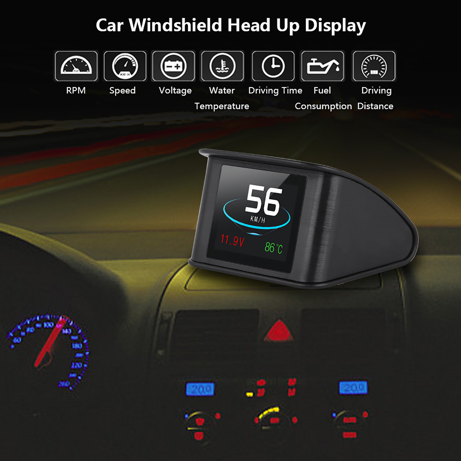 Universelles Head-up-display P10 Hud Obd2 Geschwindigkeitswarnung Drehzahl Kraftstoffverbrauch Projektor Auto