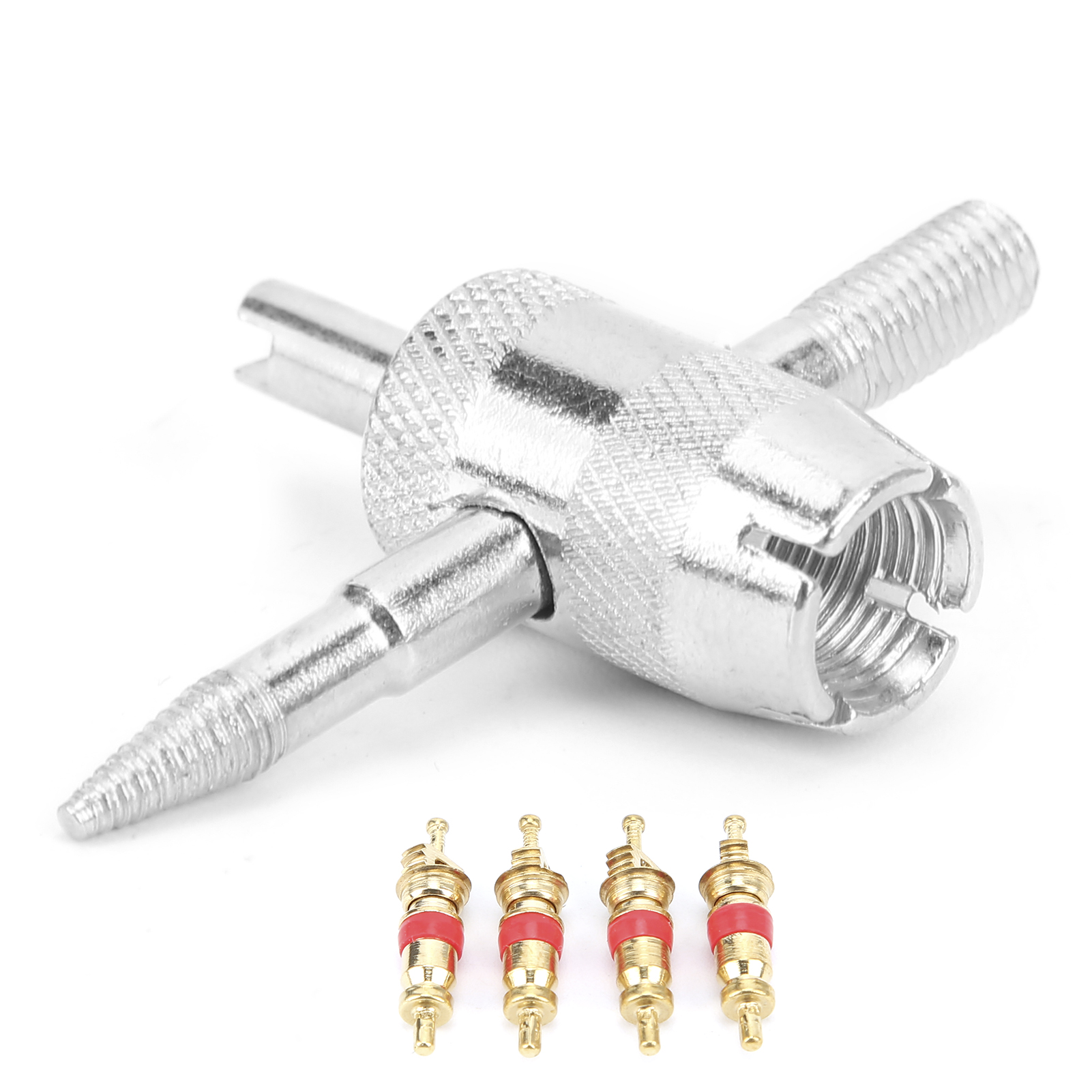 4-teiliges Universal-ventilschlüssel-set Für Motorräder, Fahrräder, Elektroroller Und Quads – Ventilschaft-ausbauwerkzeug Aus Stahl, Kompaktes Set.