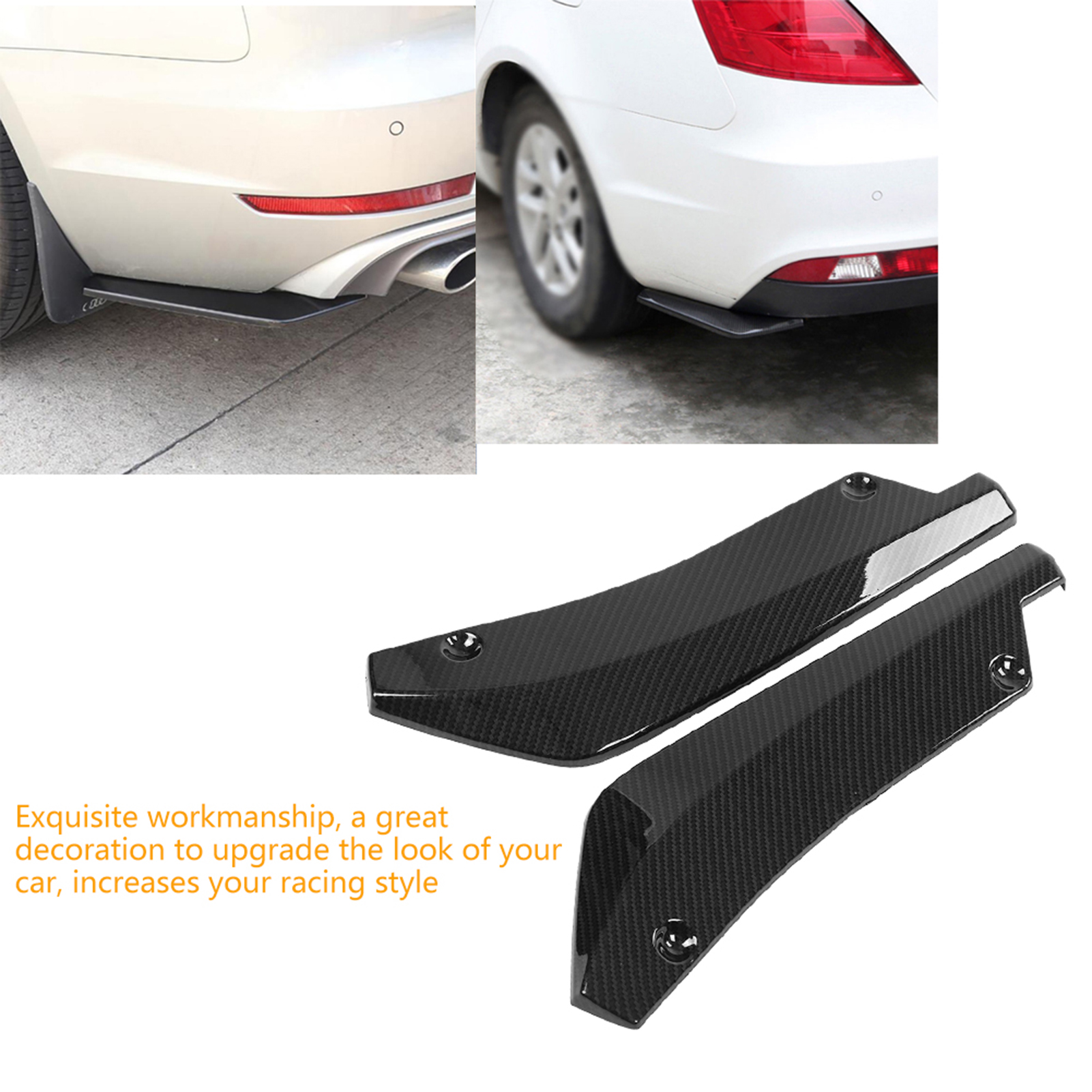 Universeller Diffusor Aus Kohlefaser Für Autos, Heckstoßstangenspoiler, Spoilerlippe, Paar Modifizierte Canards Für Autos.