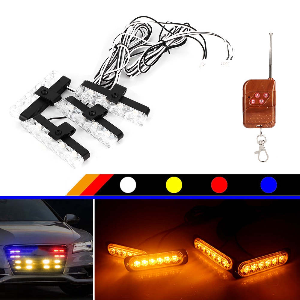 12v 24-led-lichtleiste Mit Kabelloser Fernbedienung, 4 Blinkmodi, Superhelles Dekoratives Stroboskoplicht Fürs Auto