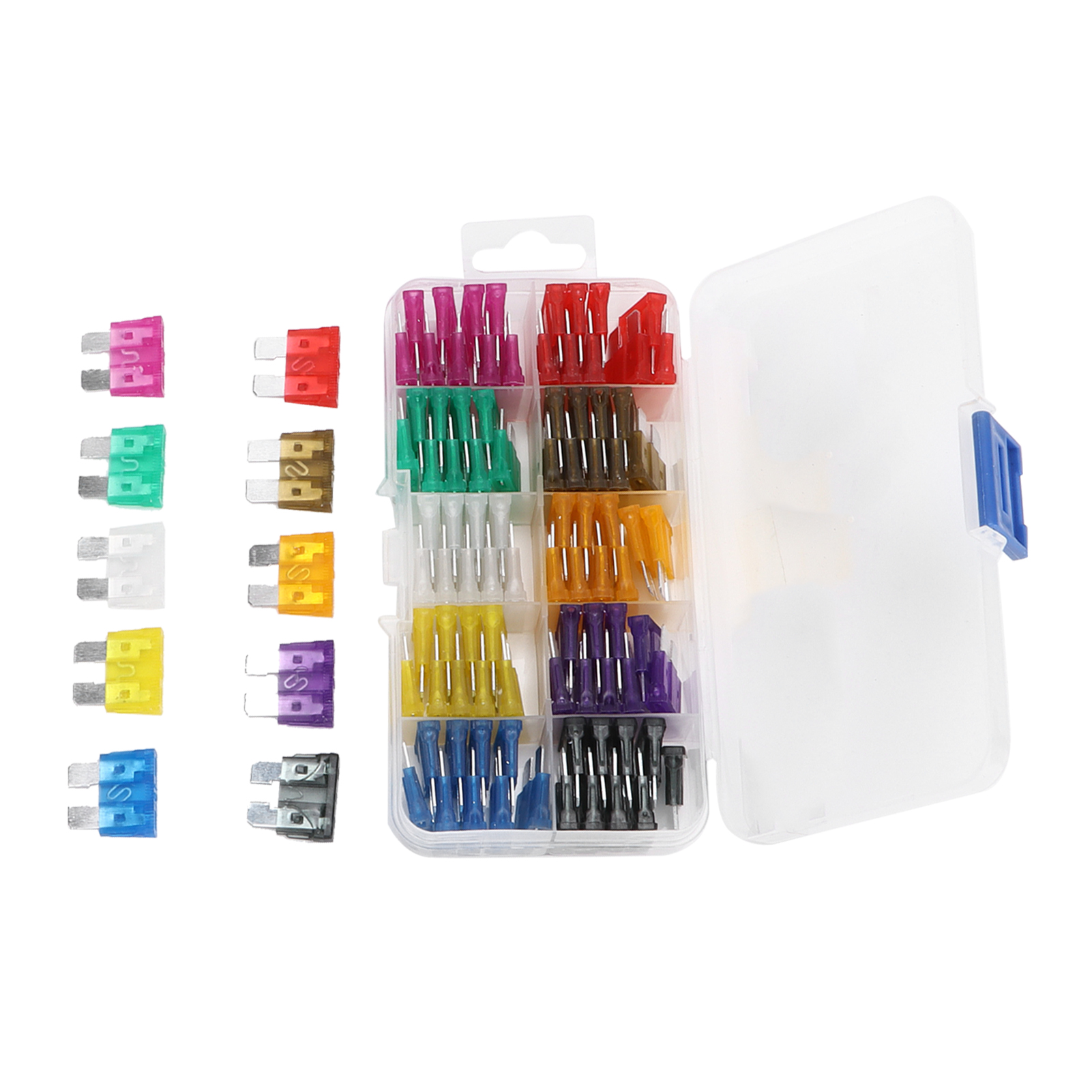 Packung Mit 100 Kfz-flachsicherungen 2a 3a 5a 7,5a 10a 15a 20a 25a 30a 35a Für Pkw, Lkw Und Tuning