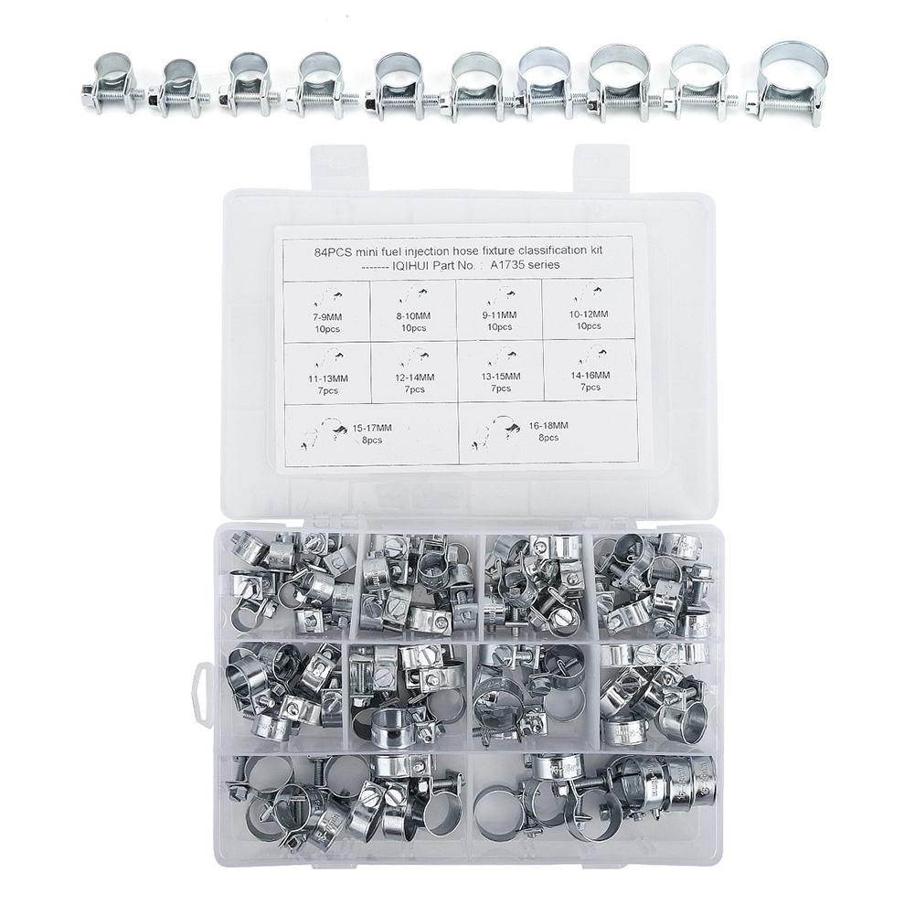 84-teiliges Set Verzinkter Schlauchschellen, Mini-kraftstoffleitungsschelle, Diesel-/benzin-schlauchschelle, Metallschlauchschellen