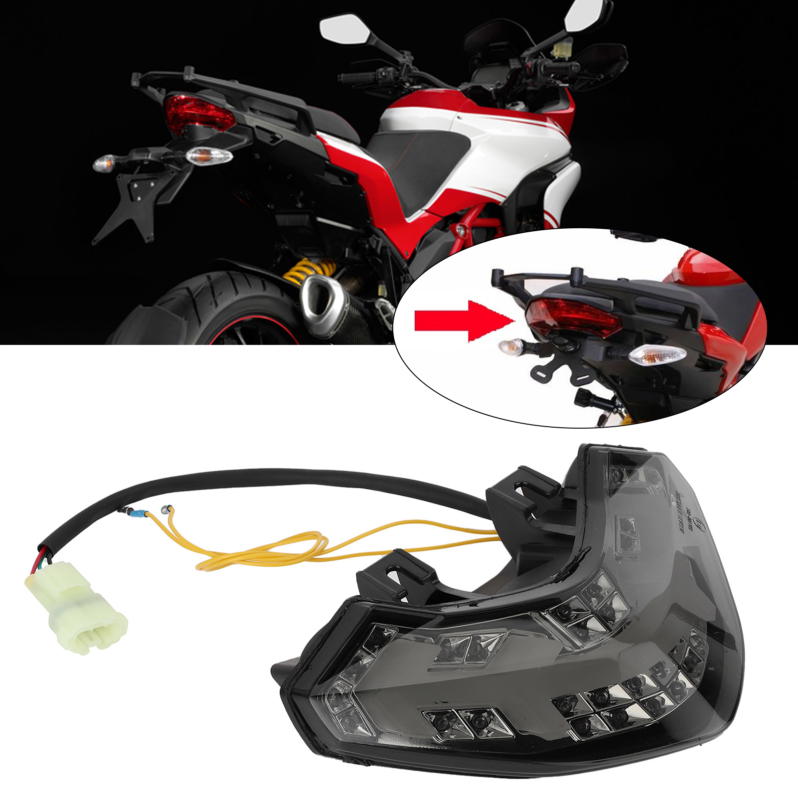 Led-motorradrücklicht Mit Getönten Linsen, Kompatibel Mit Ducati Multistrada 1200/1200s (2010–2014), Voll-led-optik, Austauschset