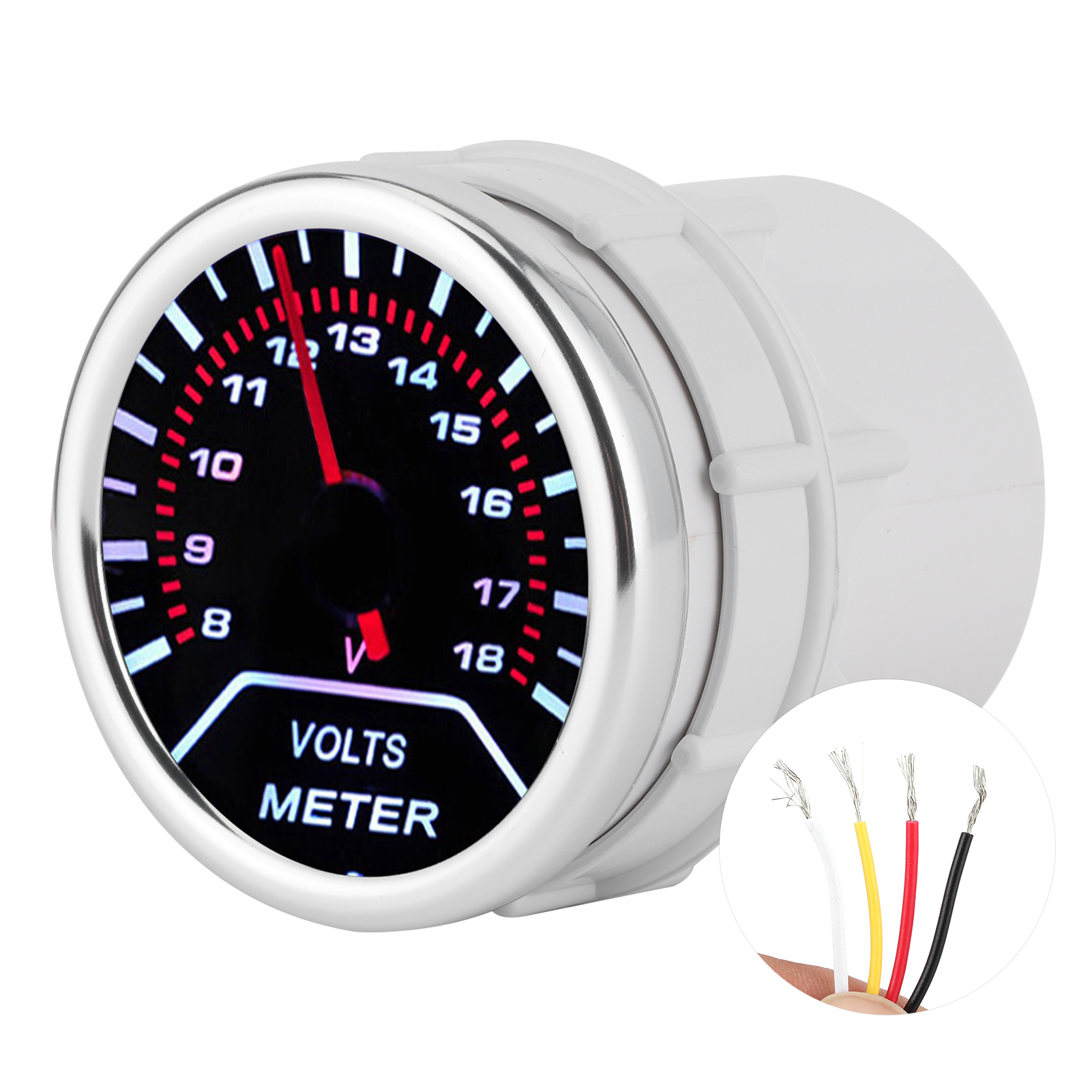 Universelles 52-mm-zeigervoltmeter, Kfz-spannungsanzeige, 12v/24v-voltmeter, Präzises Armaturenbrettinstrument, Kfz-spannungsmesser, Hintergrundbeleuchtetes Zifferblatt.