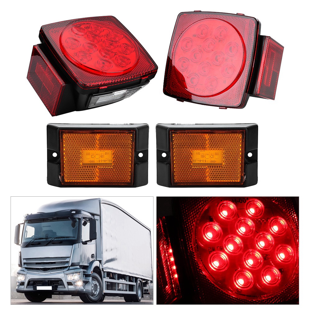 4 Rechteckige Led-rückleuchten, 12 V, Wasserdicht, Hohe Helligkeit, Für Anhänger, Lkw, 4er-set