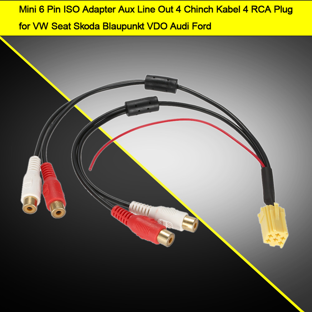 Mini-iso-6-pin-auf-4-rca-adapter, Aux-line-ausgangskabel Für Sitze, Stecker, Kompatibel Mit Autoradios Und Autoradio-einbausätzen