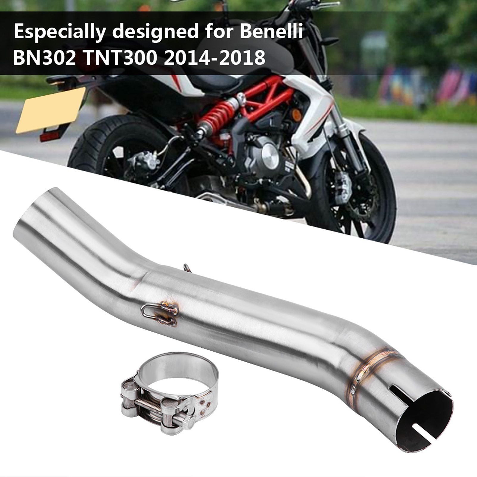 Mittleres Auspuffverbindungsrohr Für Benelli Bn302 Tnt300 (2014–2018), Motorrad-mittelverbinder, Verbindungsrohr Aus Edelstahl