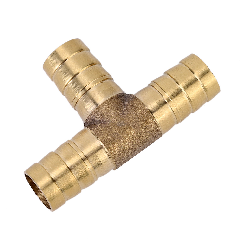 2 Stück 1/2 Zoll (12 Mm) Messing 3-wege-t-stück Mit Gewindeanschluss Für Schlauchtüllen, Geeignet Für Gas, Kraftstoff, Wasser Und Luft