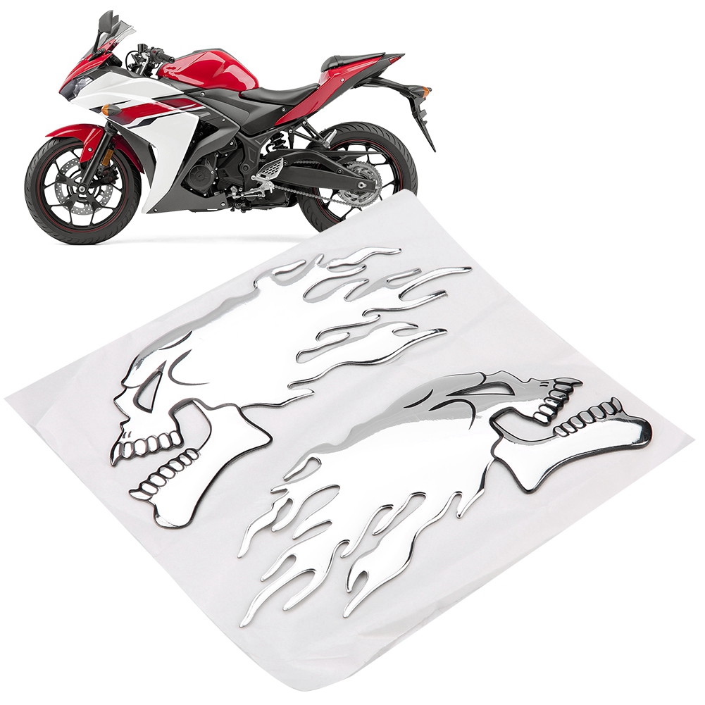 3d-totenkopf-aufkleber Für Motorrad, Auto, Dekorativer Aufkleber, 2 Stück
