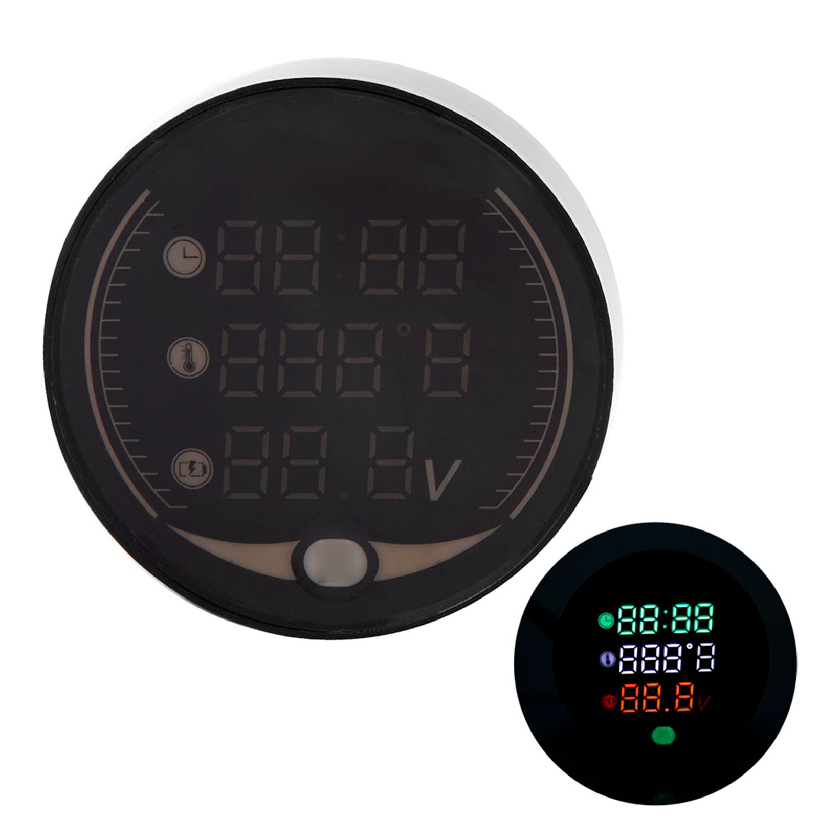 3-in-1 Digitales Motorradthermometer, Elektronisches Voltmeter, Uhr Und Temperaturanzeige, Armaturenbrett-spannungsmesser