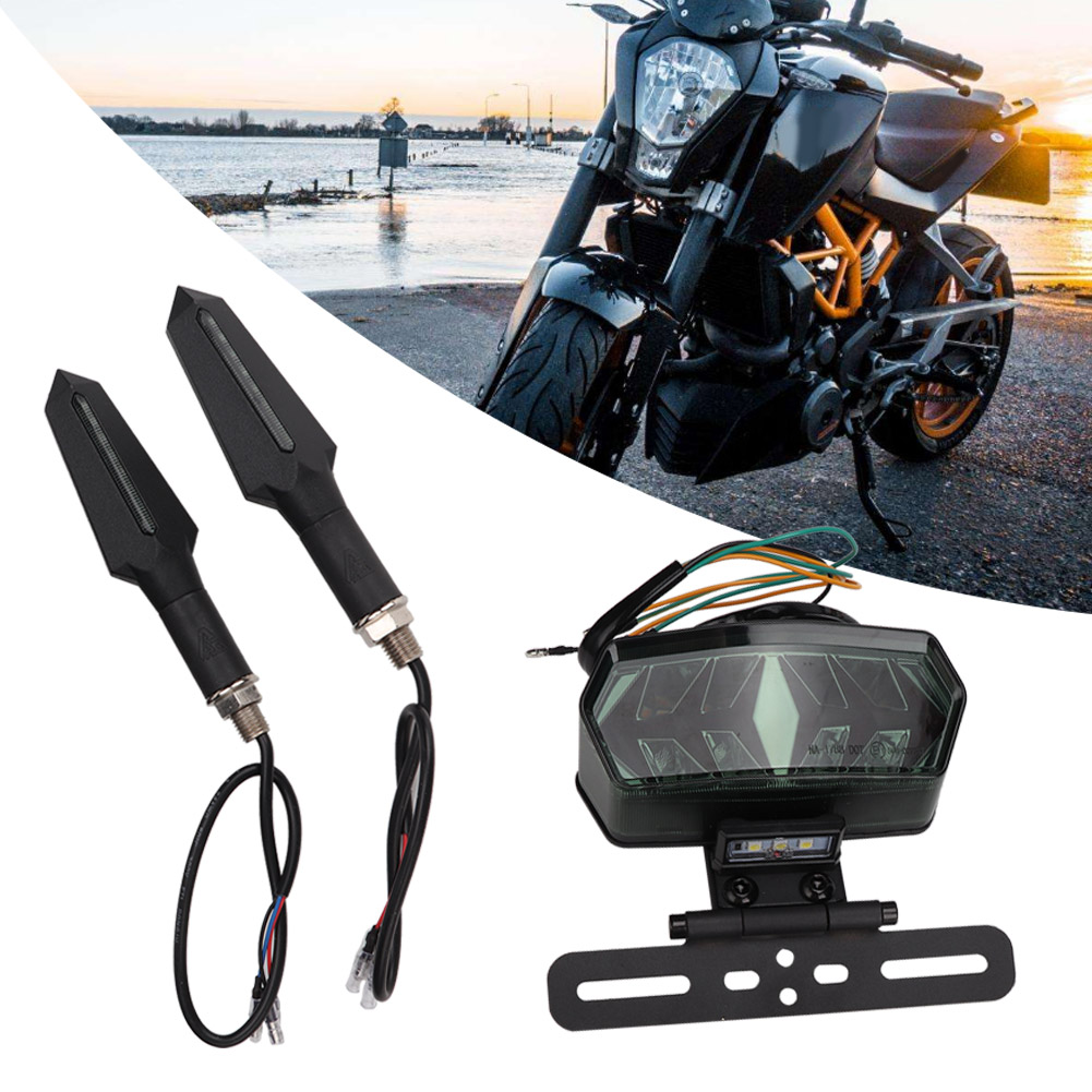Led-motorradbremslicht, Hinterer Blinker, Fischgrätenmuster, Kurvenlicht, Positionslicht, 12 V, Wasserdicht, Universell