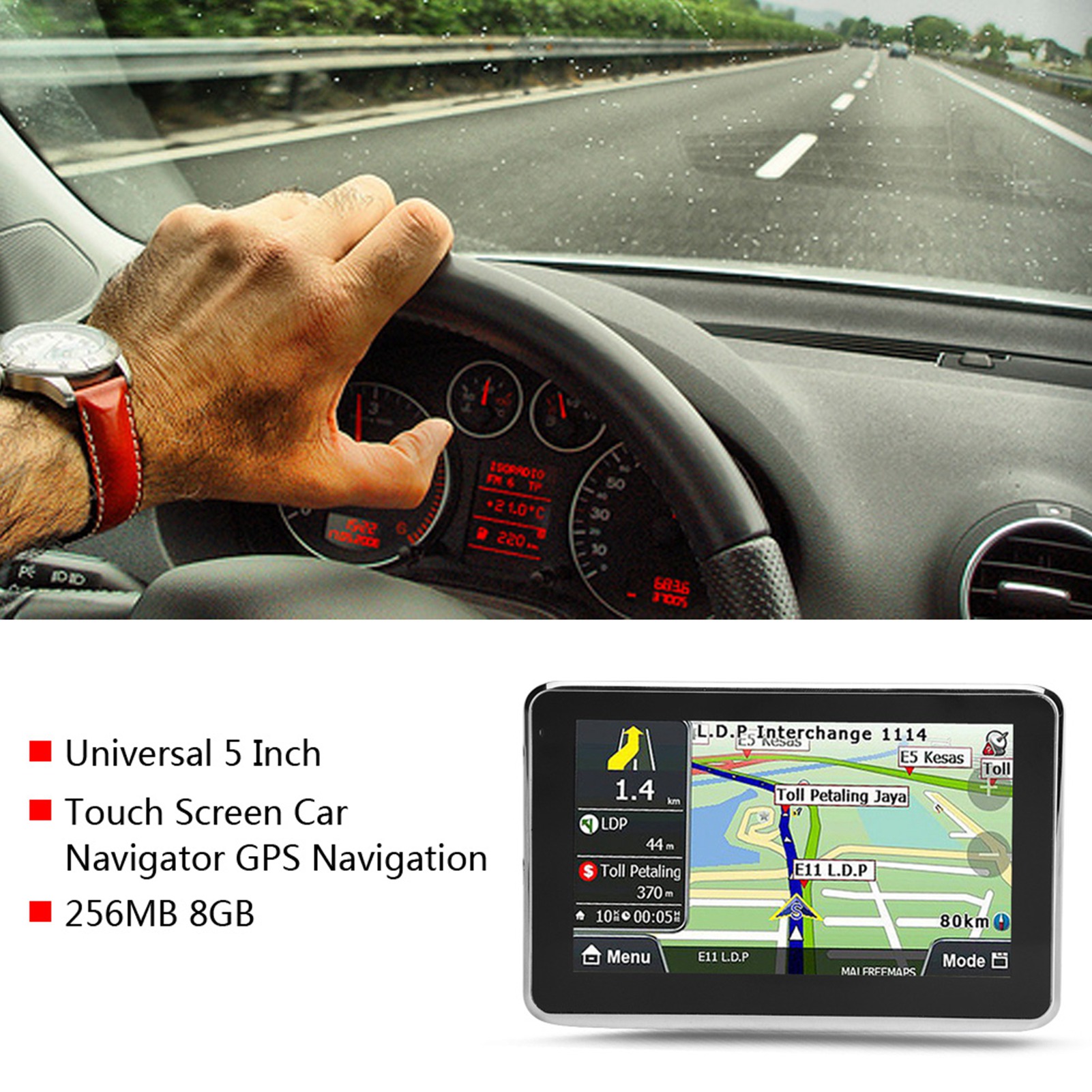 5-zoll-touchscreen-auto-navigationssystem, Europäisches Gps-autoradio Mit 8 Gb Ddr256m Kartenmaterial, Mp3- Und Fm-radio, Universelles Q5-navigationssystem