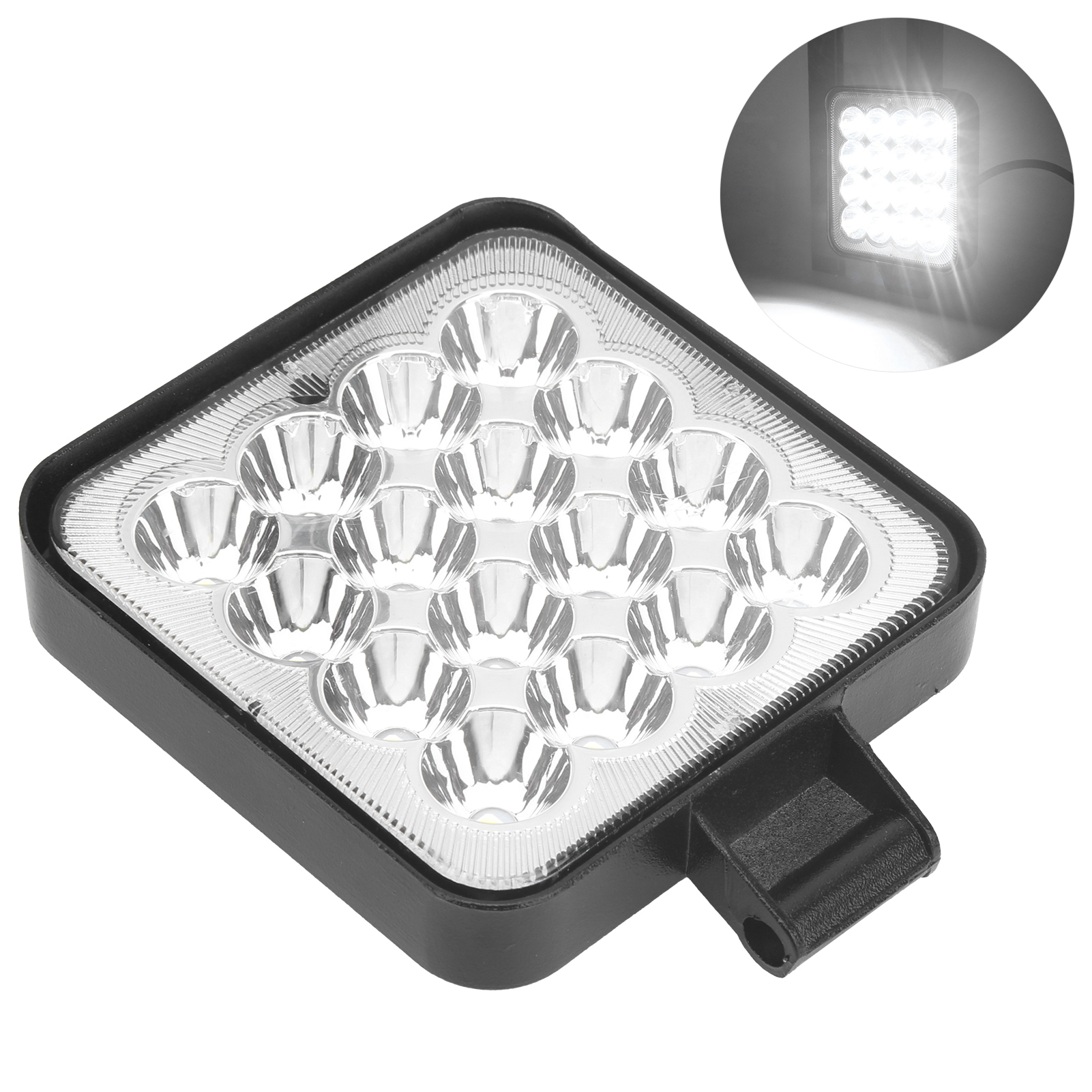 48-w-arbeitsleuchte Mit 16 Leds, Quadratisch, Ip67 Wasserdicht, Kaltweiß, Für Auto, Motorrad, Lkw, Boot