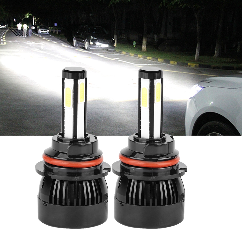 2x 9004 Cob Led-autoscheinwerfer 80w 6000k Weiß 4 Seitenleuchten Mit Kühlventilator