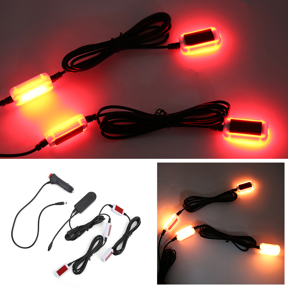 4-in-1 5v/12v Auto-innenraumbeleuchtung Mit 7 Einstellbaren Farben, Sprachsteuerung, Blinklicht Und Zigarettenanzünderanschluss