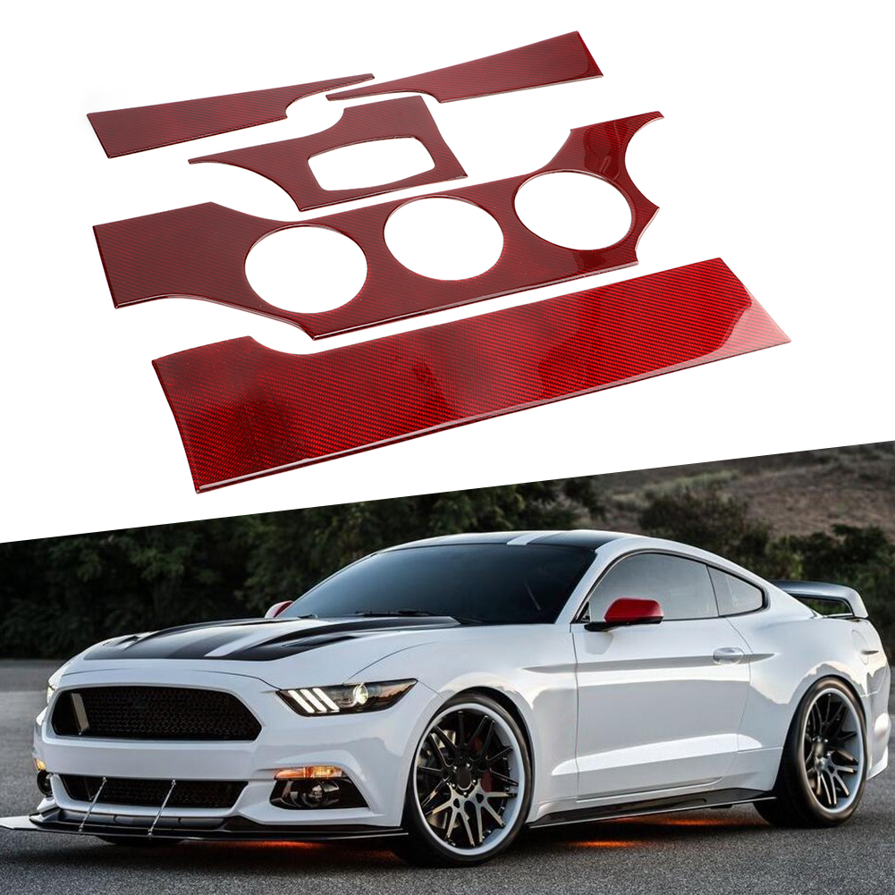 5-teiliges Zubehörset Aus Kohlefaser Für Armaturenbrettverkleidungen, Passend Für Ford Mustang 2015-2019