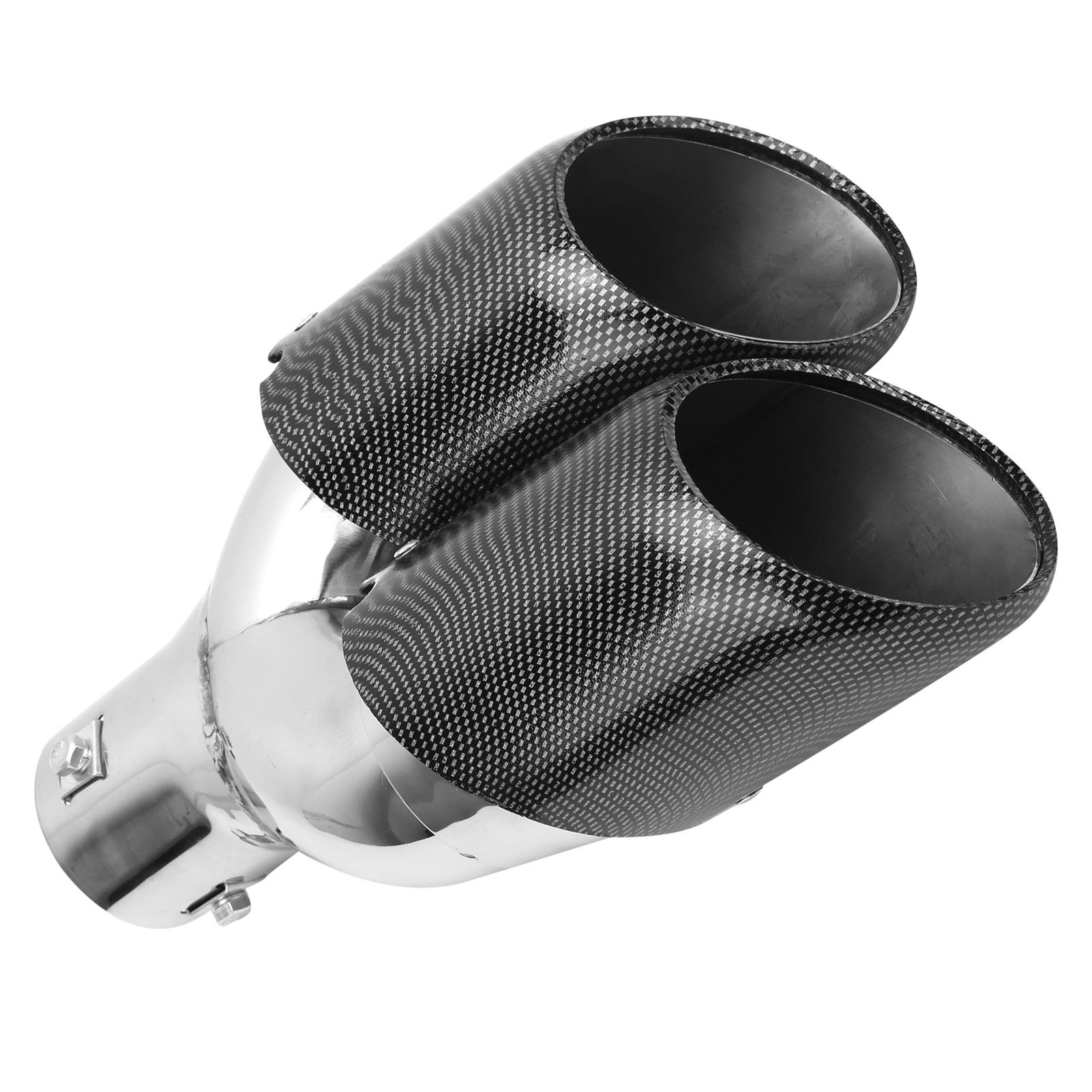 Doppelte Auspuffendrohre In Carbon-optik, Geschweißter Edelstahl 304, Universell, 2-teilig, Mattschwarze Oberfläche, Für Pkw
