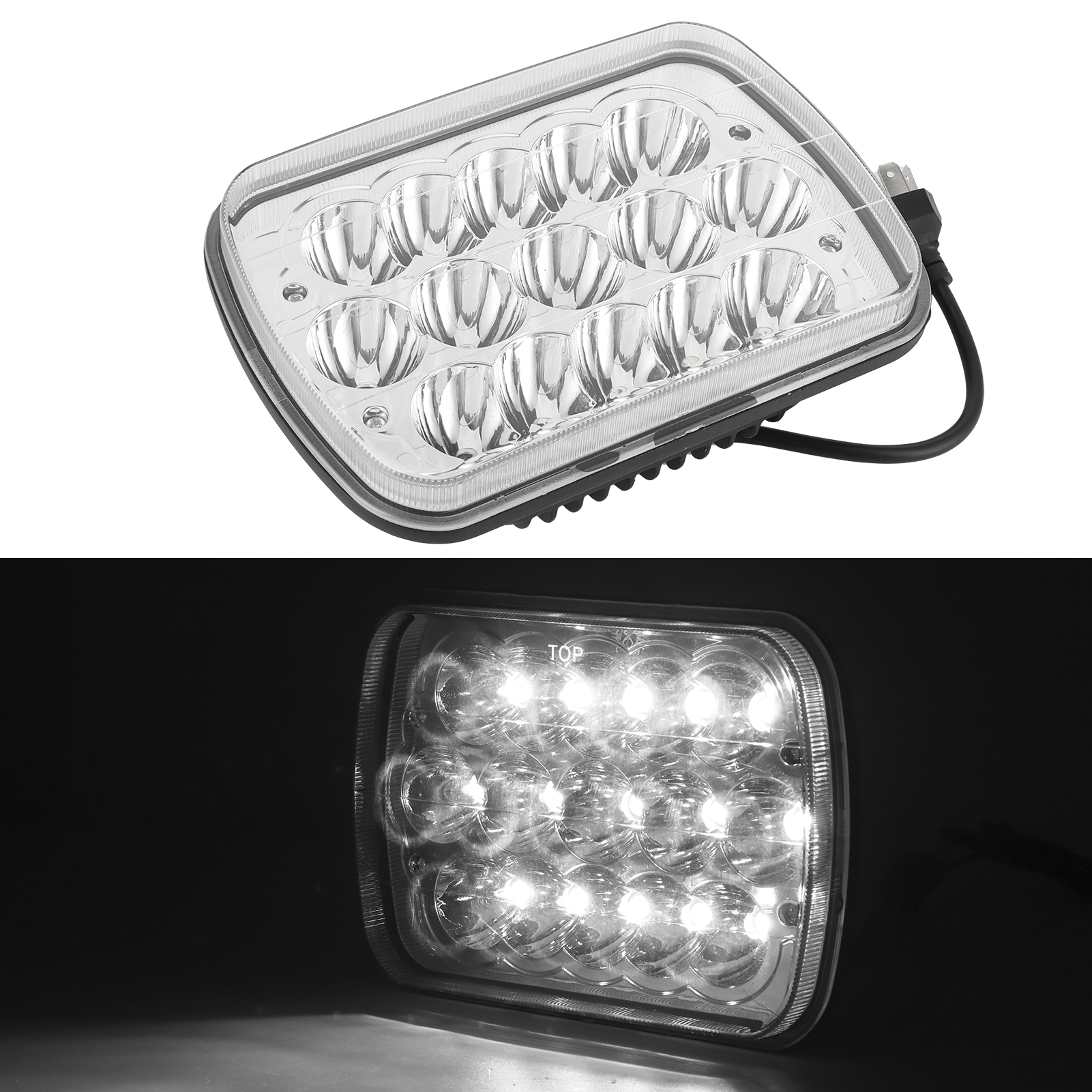 Universeller 7-zoll-scheinwerfer Mit 15 Leds, 45 W, 6500 K, Wasserdicht, Für Lkw, Geländewagen, Suv Und Utv, Quadratisches Fernlicht