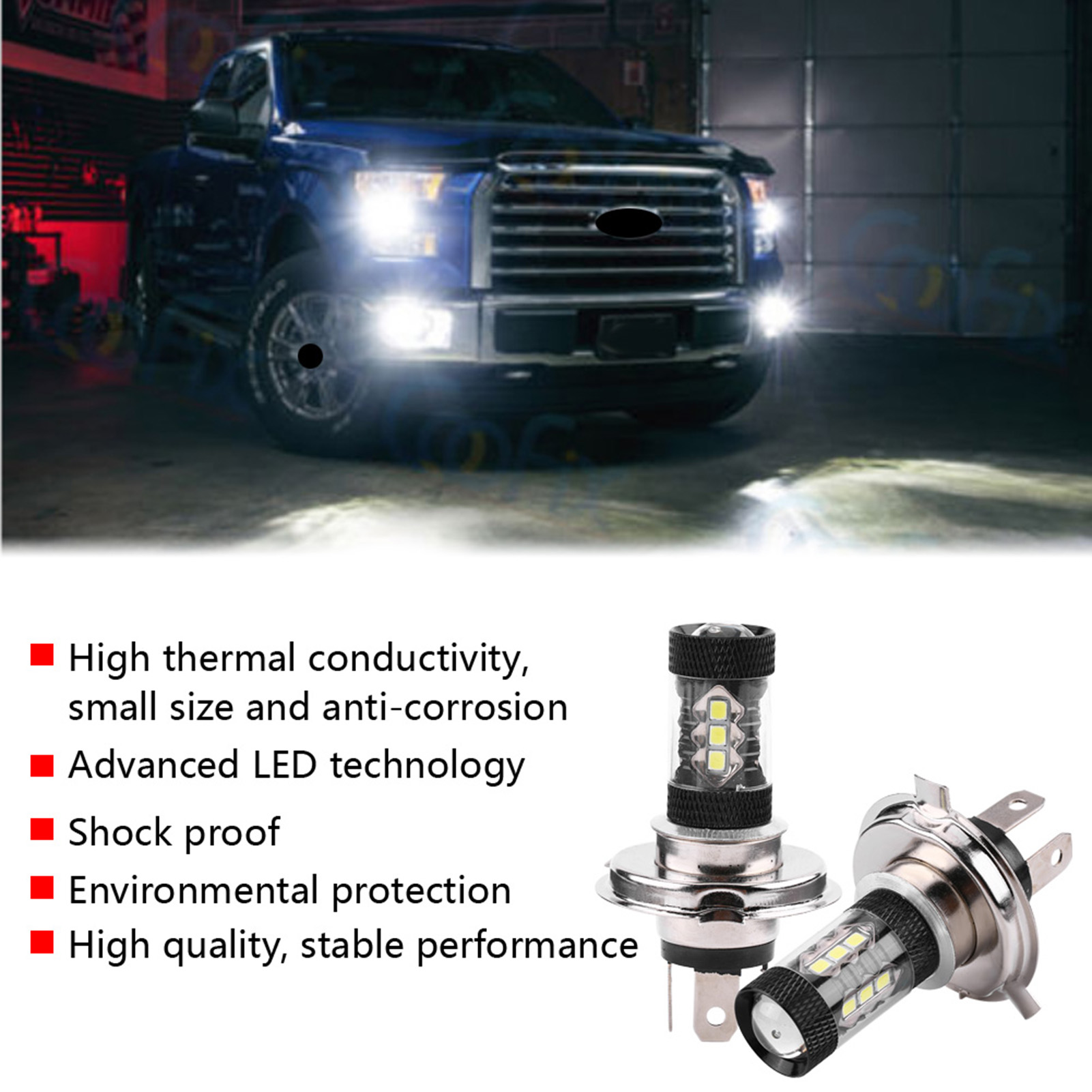 2 H4 12v-24v 80w Superhelle Led-lampen, Hochleistungs-tagfahrlicht Für Autos
