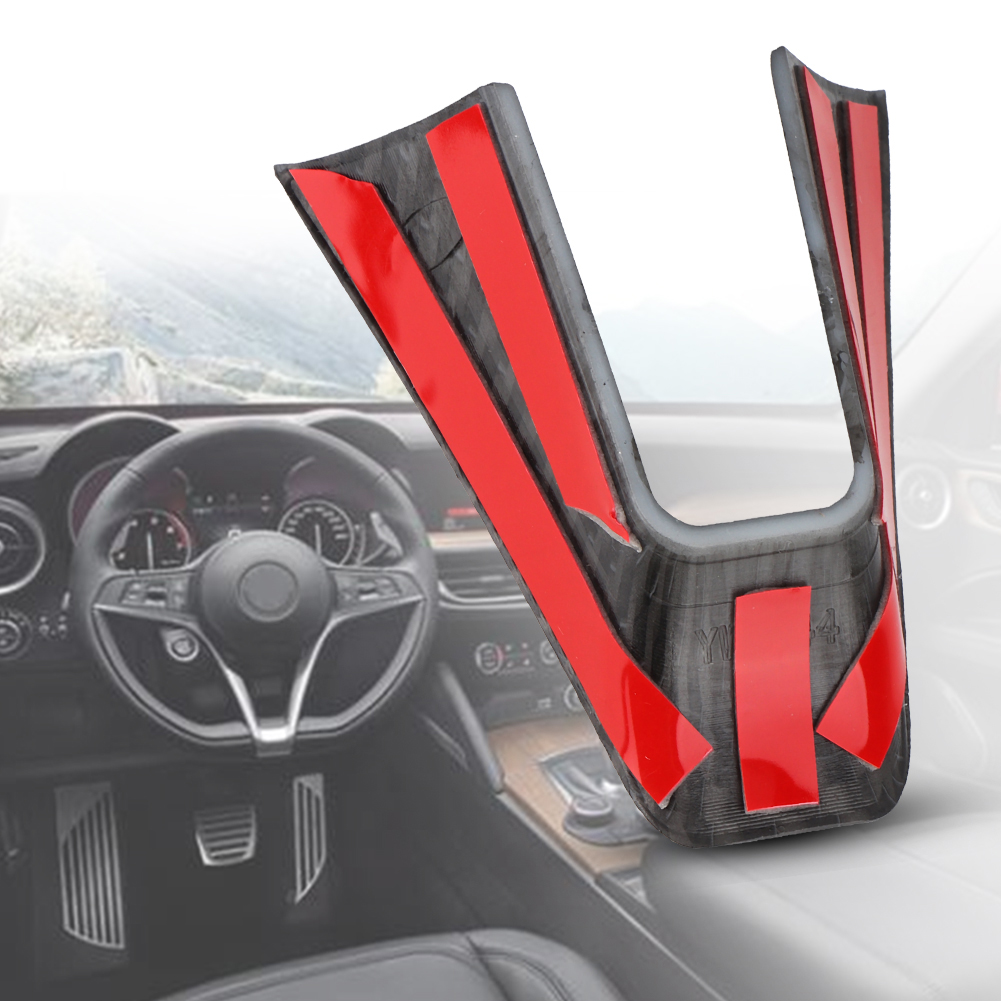 Zierleiste In Carbonfaser-optik Für Alfa Romeo Giulia (2017–2019), Lenkradabdeckung, Interieur-zubehör, Schwarze Webstruktur