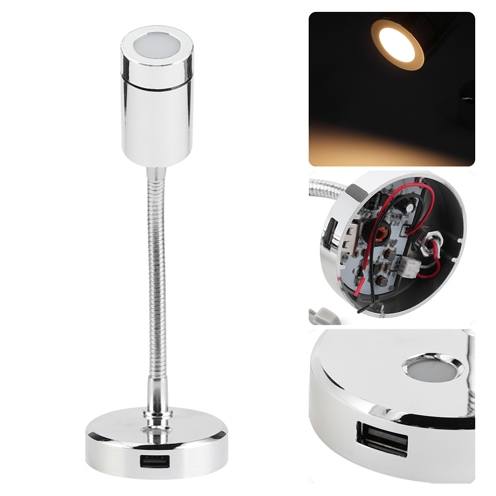 12 V Dc, 1500 Lm Led-leseleuchte, Drehbar Und Verstellbar, Marine- Und Autotischlampe Mit Usb-ladeanschluss