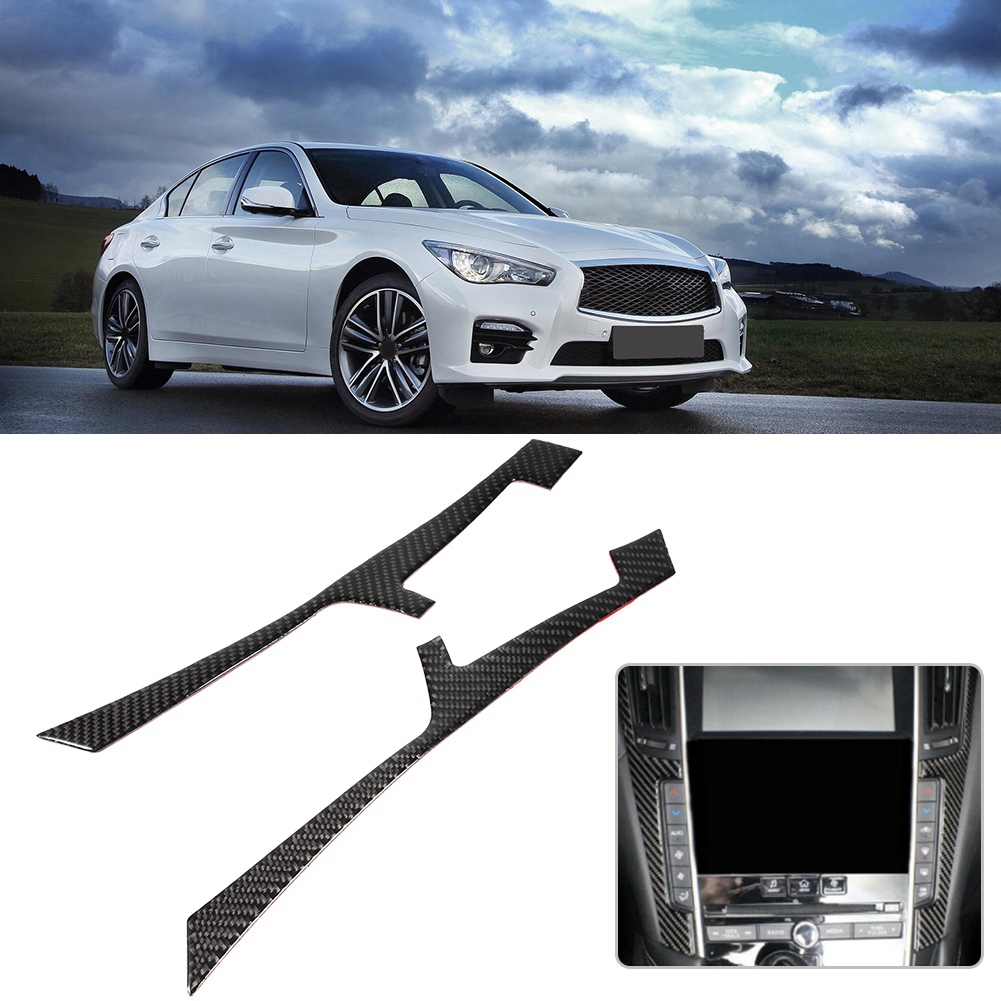 Seltene Zweiteilige Mittelkonsolenabdeckung Aus Carbonfaser Für Infiniti Q50 Q60 (2013–2019), Tuning-zubehör, Carbonschwarz, Finish-kit