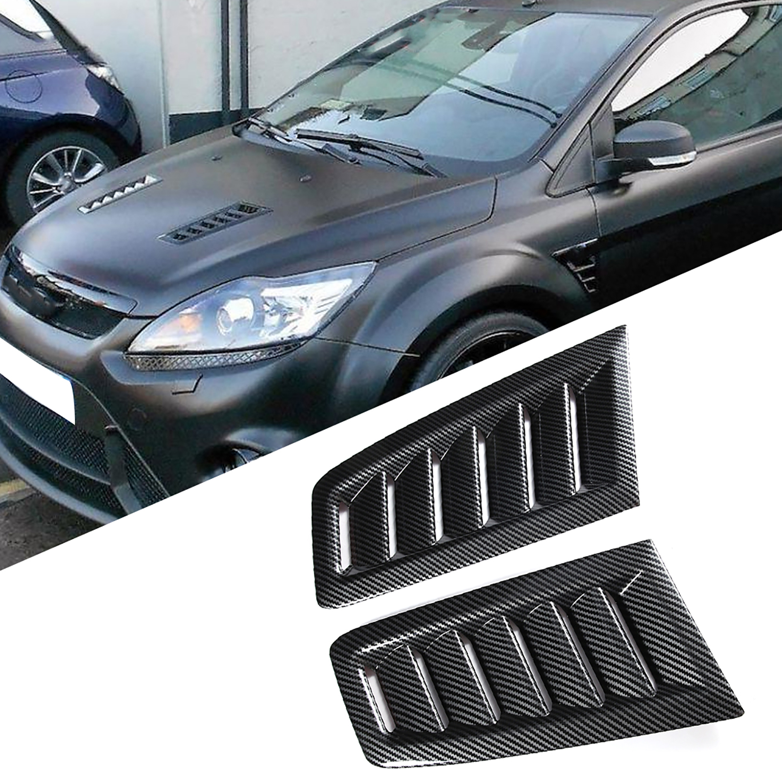 Motorhauben-lüftungsschlitze Aus Abs-kunststoff, Modifiziertes Zubehör, Passend Für Ford Focus Rs Mk2, Hydrografischer Transferdruck
