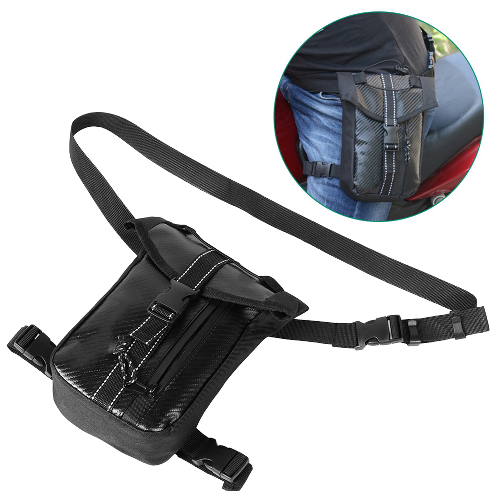 Motorradtasche Im Carbonfaser-stil, Wasserdichte Oberschenkel-/schultertasche, Wasserdichter Biker-rucksack, Regendichter Rucksack