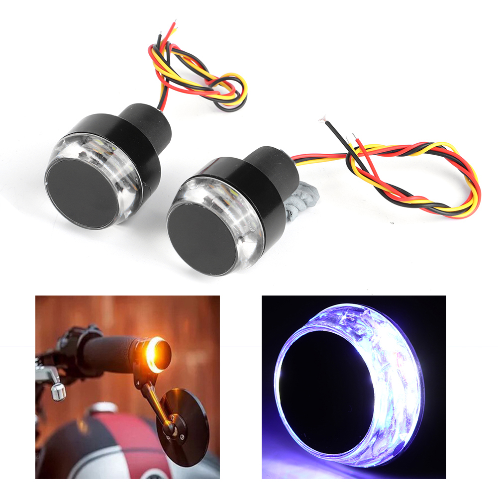 2 Stück Motorrad-lenkerleuchten Led-blinker Lenkerendgriff Seitenmarkierungsleuchte (weiß-blaues Licht)