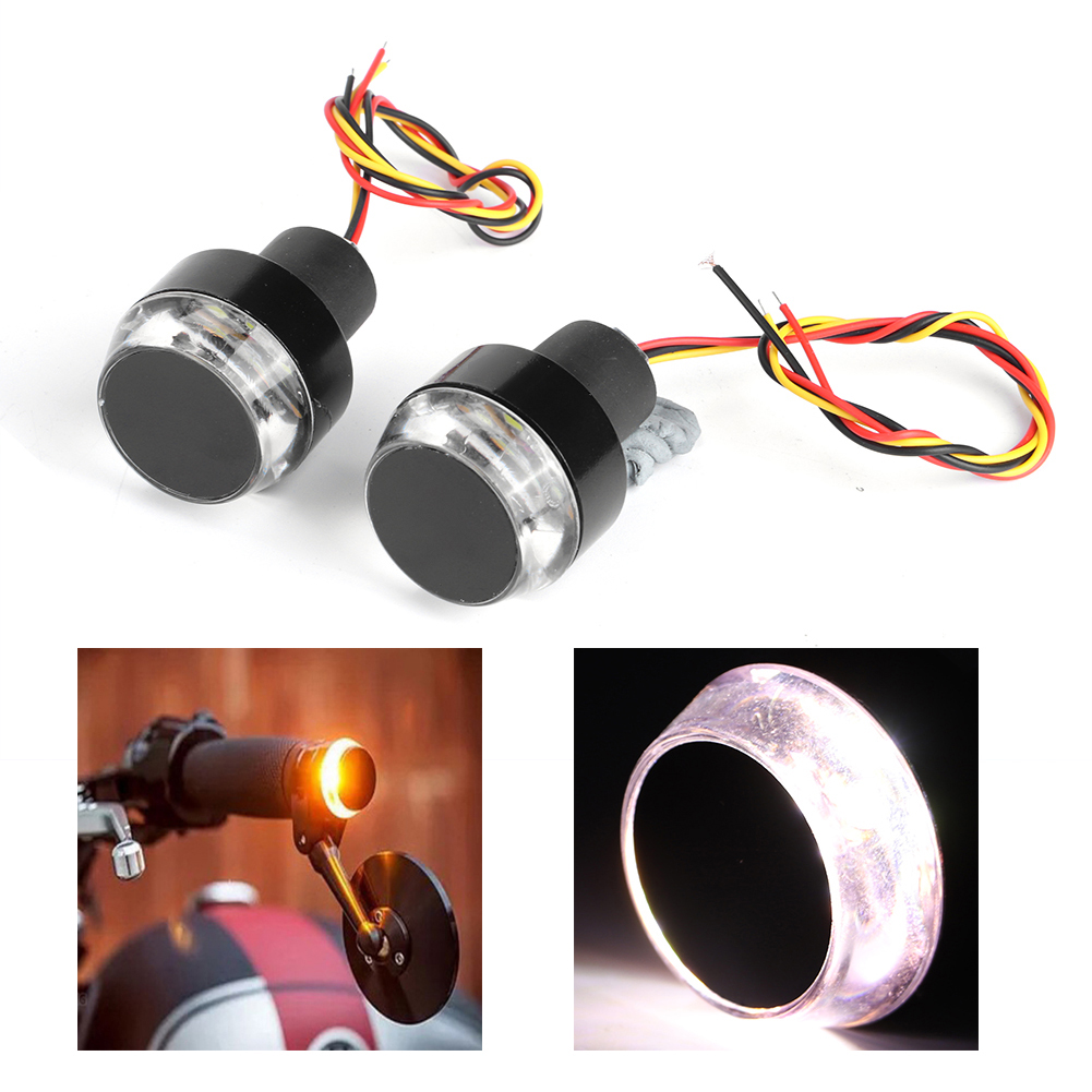 2 Stück Motorrad-lenkerleuchten Led-blinker Lenkerendgriff Seitenmarkierungsleuchte (weiß-gelbes Licht)