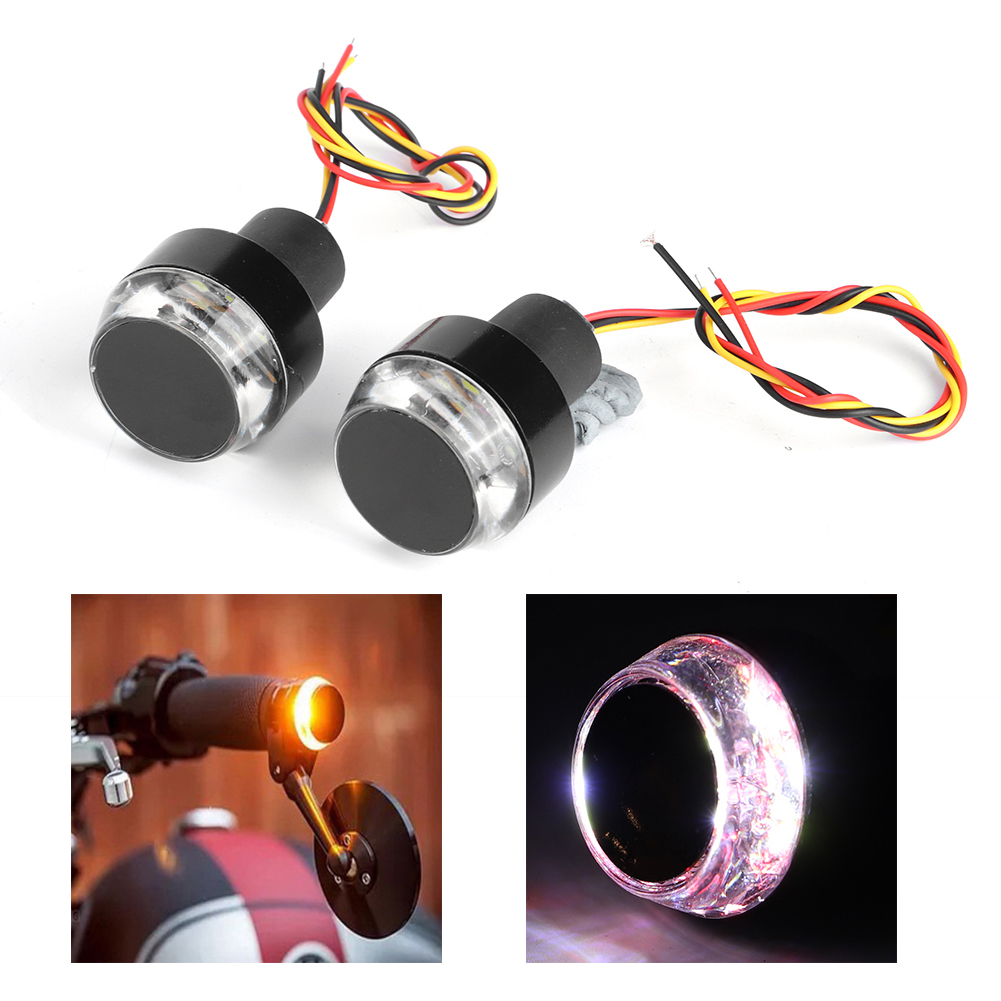 2 Stück Motorrad-lenkerleuchten Led-blinker Lenkerendgriff Seitenmarkierungsleuchte (weiß-rotes Licht)
