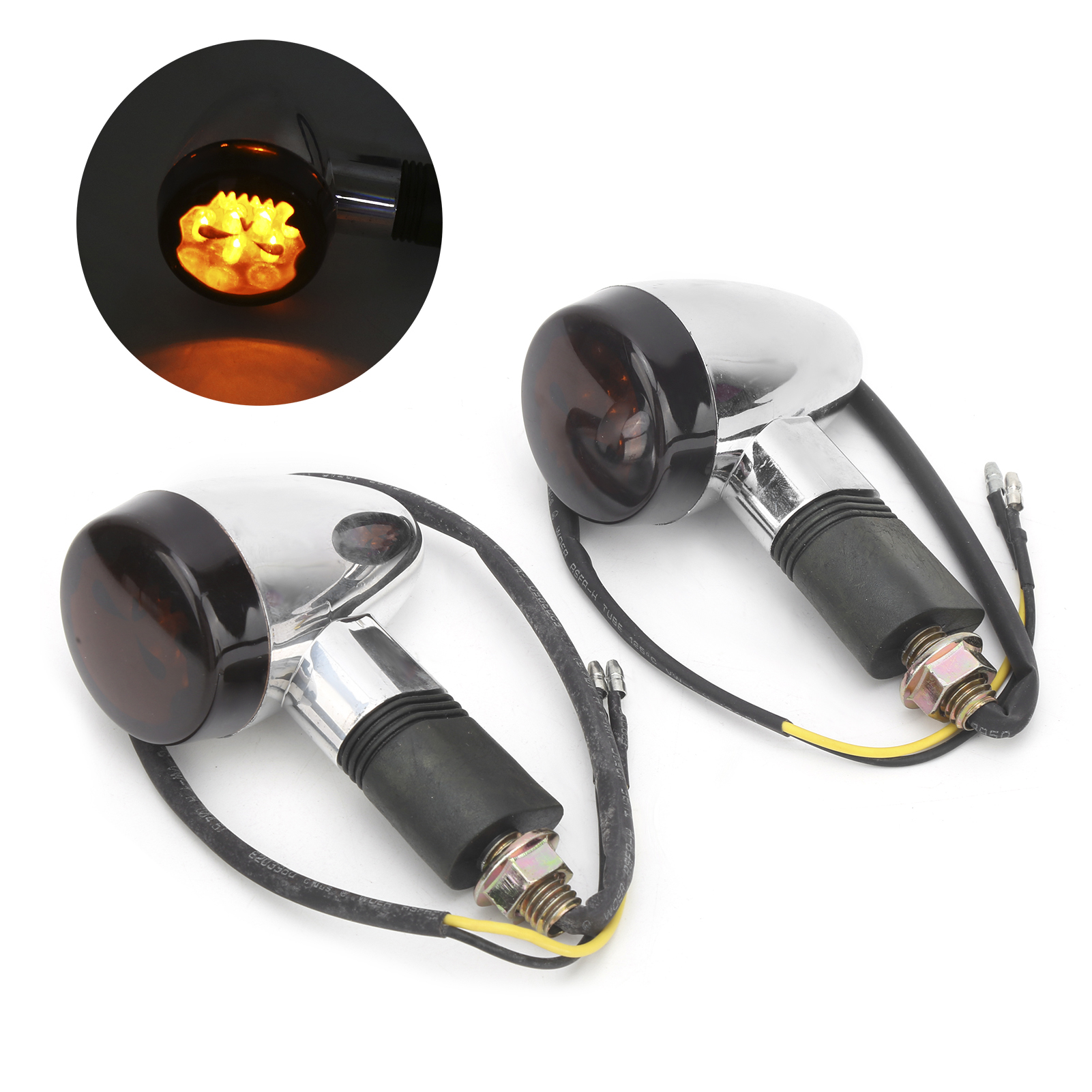 Universelle Motorradblinker, 2 Stück, Gut Sichtbare Gelbe Lichter, 12 V, 10 Mm Gewinde, Weiß