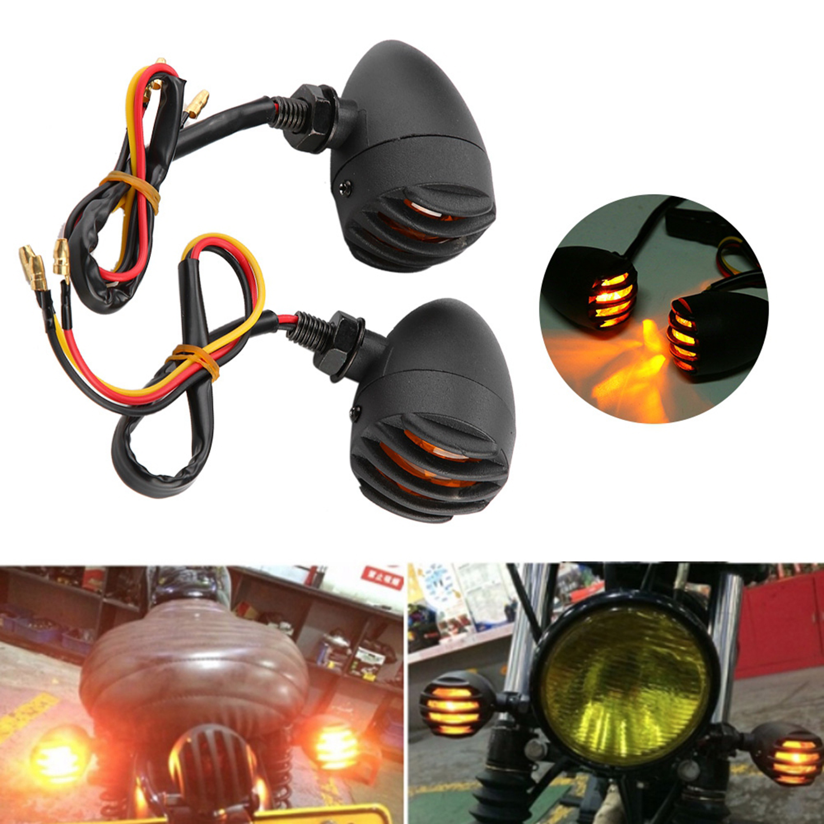 2 Retro-blinker Für Motorräder Hinten, Verchromte Metall-blinker, Brems- Und Stopplichter, Klassisches Blinklicht, 2 Stück