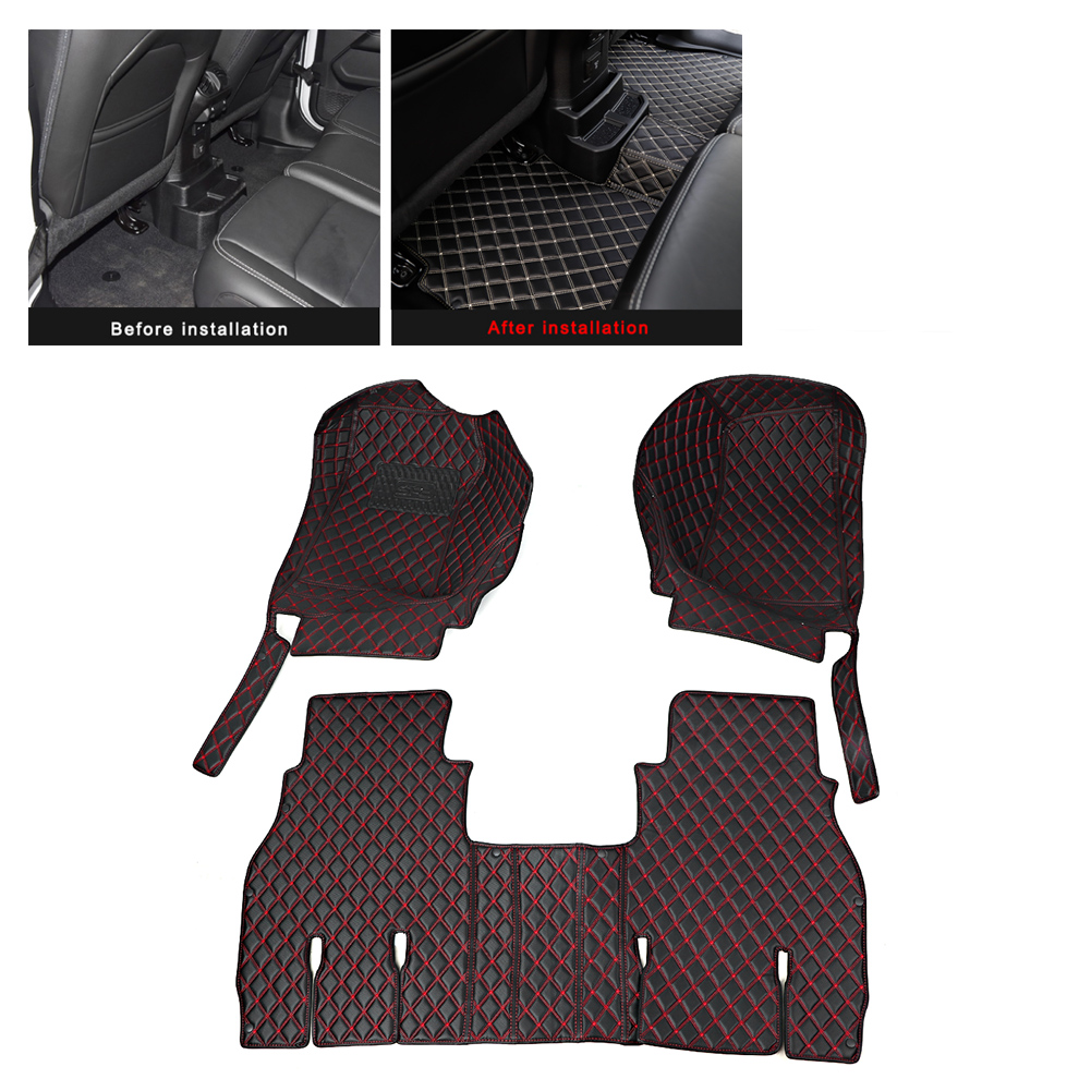 Set Aus 3 Luxuriösen Und Wasserdichten Fußmatten Aus Pu-kunstleder, Autozubehör Passend Für Jeep Jl