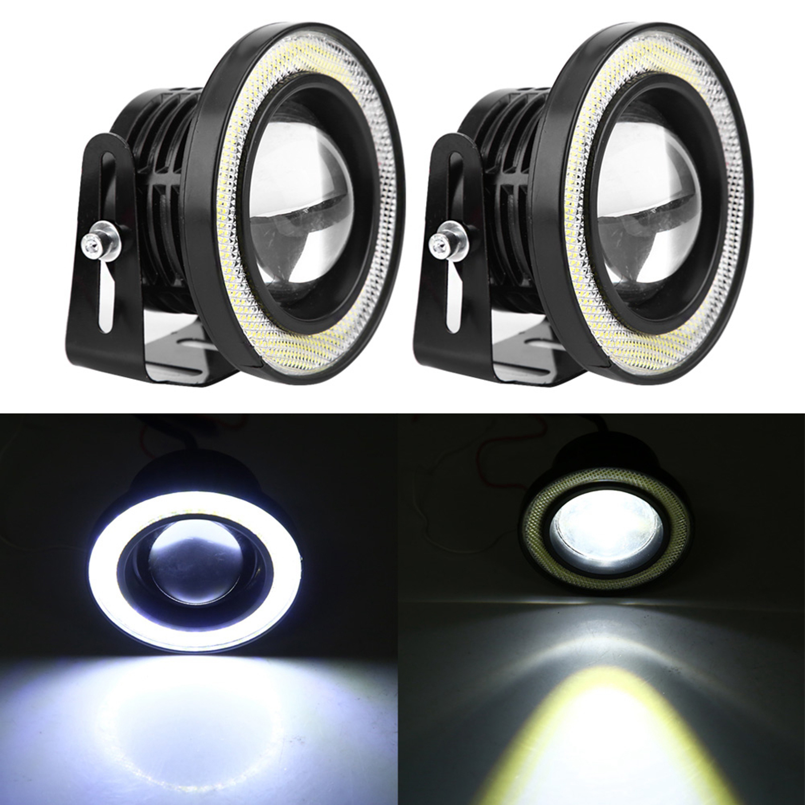 2x 10w Runde 3,5" Cob Led Tagfahrlichter, Universal-nebelscheinwerfer, Halo Angel Eyes Für Autos