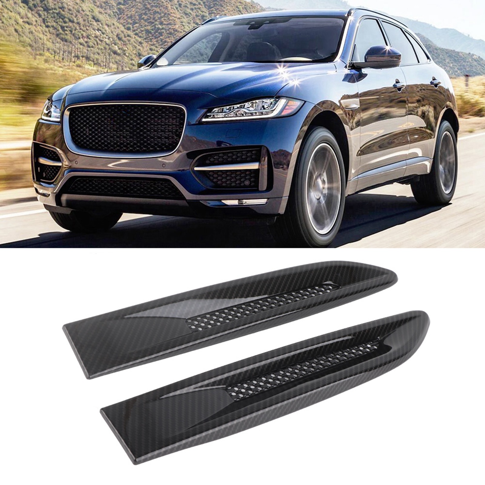 2x Seitliche Lufteinlass-spoilerblenden In Strukturierter Kohlefaseroptik, Kompatibel Mit Jaguar Xf, Xfl Und Xe, Autoaufkleberabdeckung