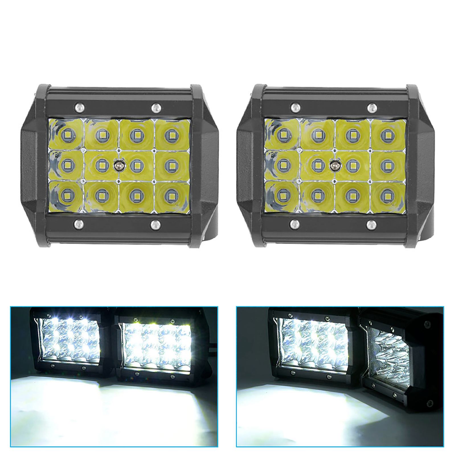 36-w-led-universal-scheinwerfer, 4-reihig, 10 Cm, Paar Arbeitsscheinwerfer Für Auto, Lkw, Fernlichtbalken, Fahrzeugumbau