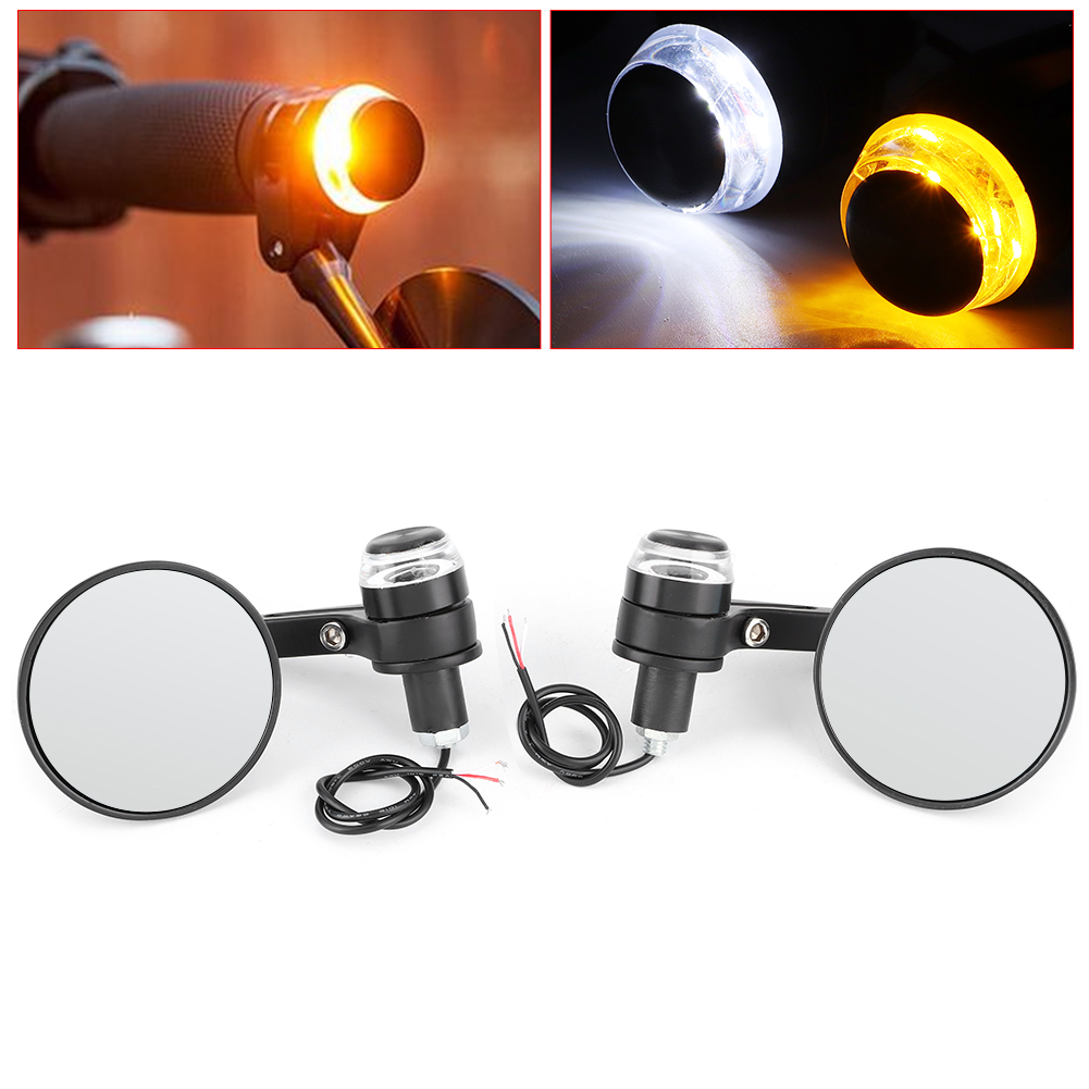 2 Stück 22 Mm (7/8 Zoll) Runde Lenkerendspiegel Mit Led-blinker, Universell Für Motorräder