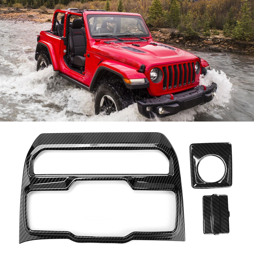 3-teilige Fensterbedienblende Mit Usb-zigarettenanzünder In Carbon-optik Für Jeep Wrangler Jl Ab Baujahr 2018