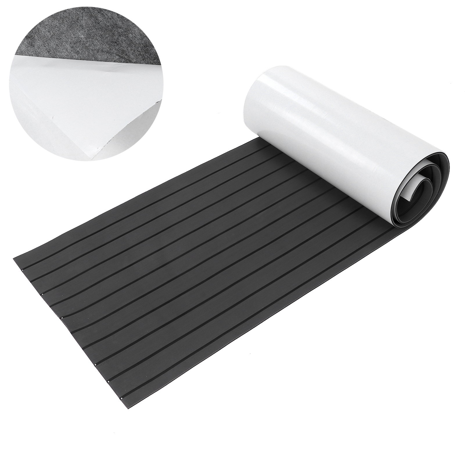 Rutschfeste Bootsbodenmatte Aus Eva-schaum Für Bootsdecks, Yachten Und Wohnmobile Klebefolie 240 X 60 Cm Dunkelgrau/schwarz
