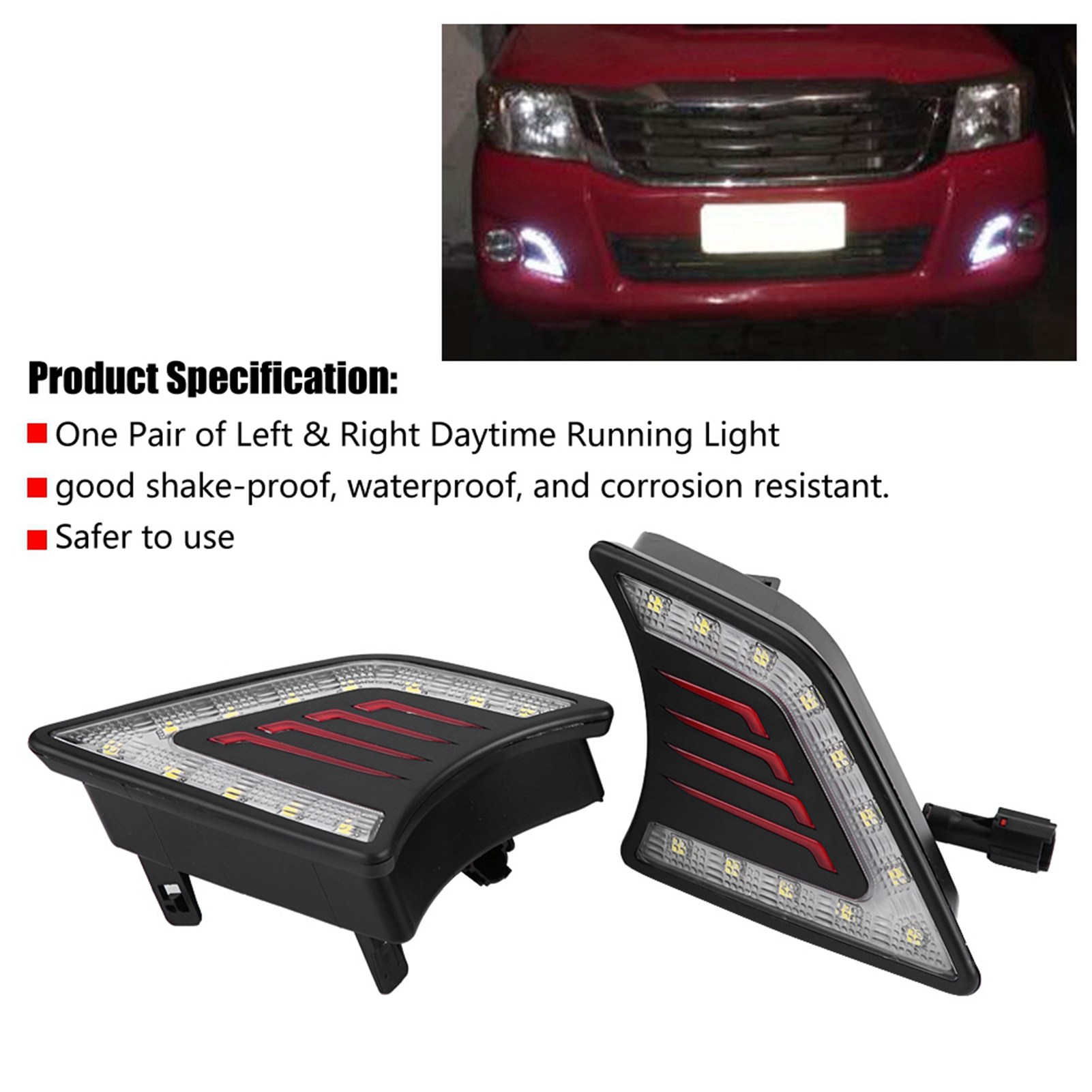 Paar Led-tagfahrlichter Für Hilux Vigo 2012-2014, Weißes Tagfahrlicht, Nebelscheinwerfer, Kompatibler Ersatz, 2 Stück, Wasserdicht.