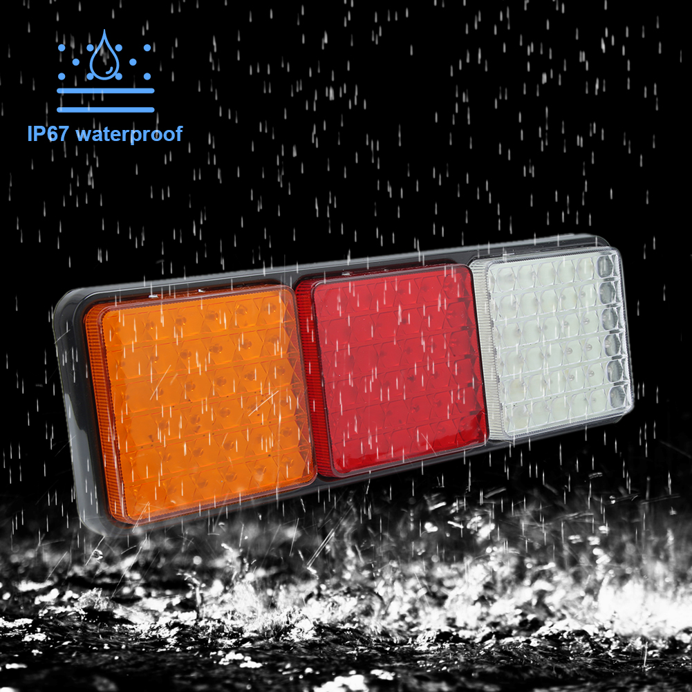 Set Mit 2 Lkw-/pkw-rückleuchten, 60 Leds, Superhell, Ip67 Wasserdicht, Rückfahrscheinwerfer