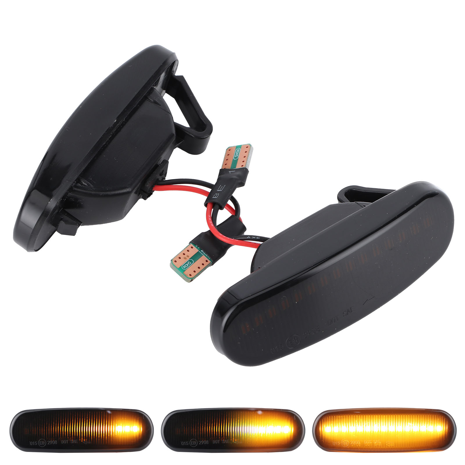 2 Led-seitenblinker 51717793 51942933 Kompatibel Mit Fiat Panda 169 Grande Punto 199 Getönt