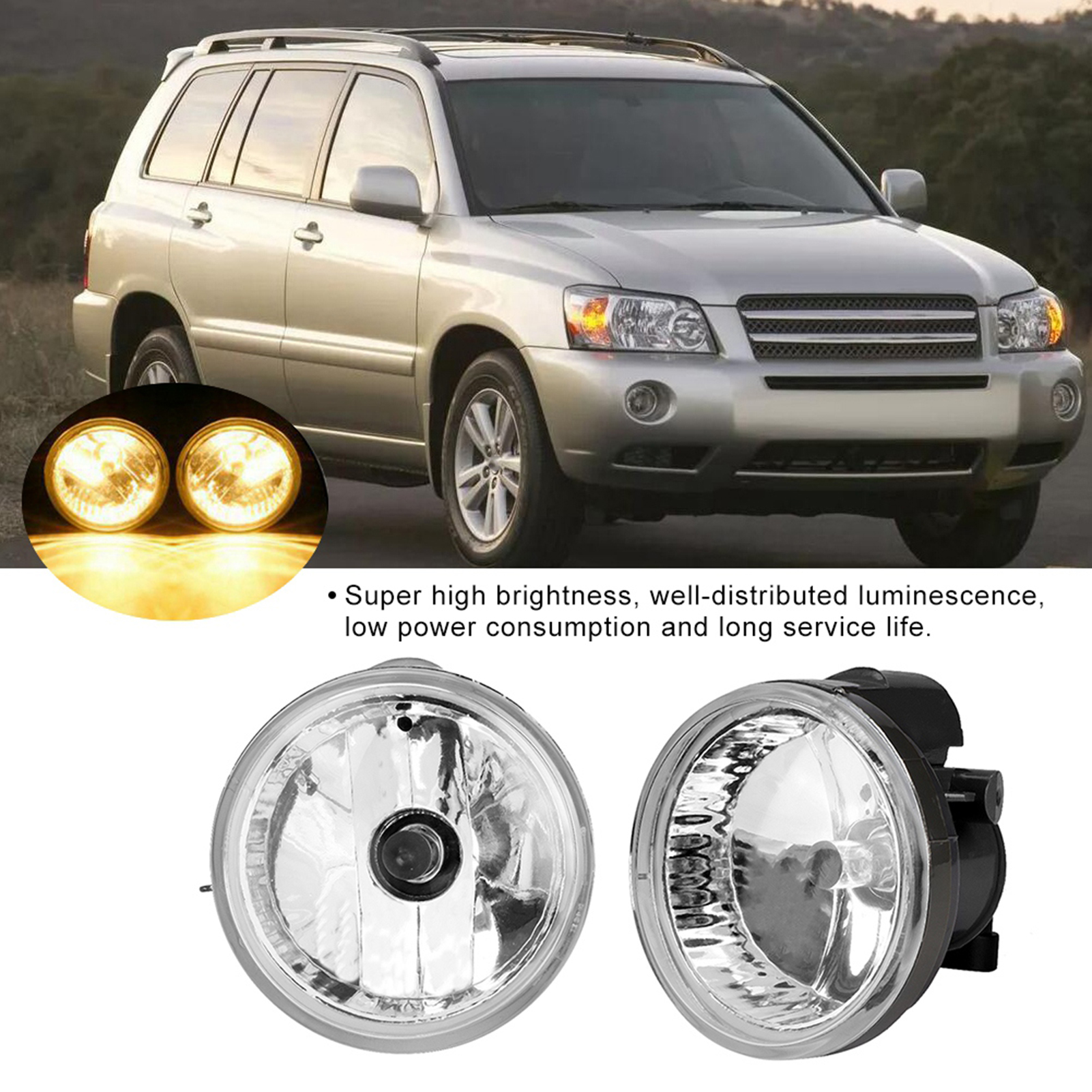 Paar Nebelscheinwerfer (links Und Rechts) Für Toyota Highlander (2004–2006), Klar, Mit 9006-glühbirnen, Für Nachtfahrten, Straßenzugelassen, Komplettset
