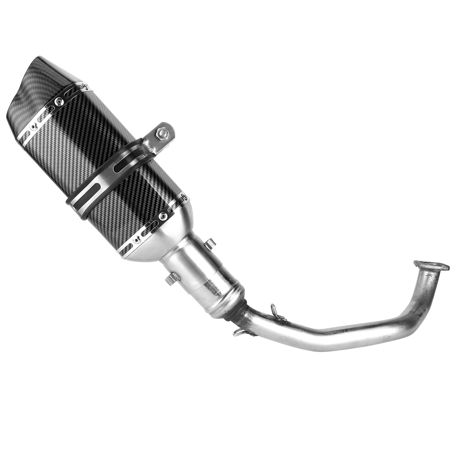 Komplettes Auspuffset + Carbonfaser-slip-on-schalldämpfer Für Gy6 125 Roller, Performance-auspuffrohr, Sportauspuff Für Roller, 4-teilig