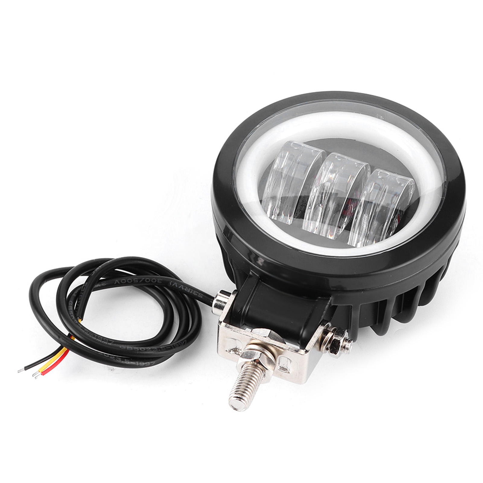 Led-arbeitsscheinwerfer 6000k 30w Wasserdichte Runde Angel-eyes-lampe Für Auto, Atv, Boot, Geländefahrzeug (gelbes Licht)