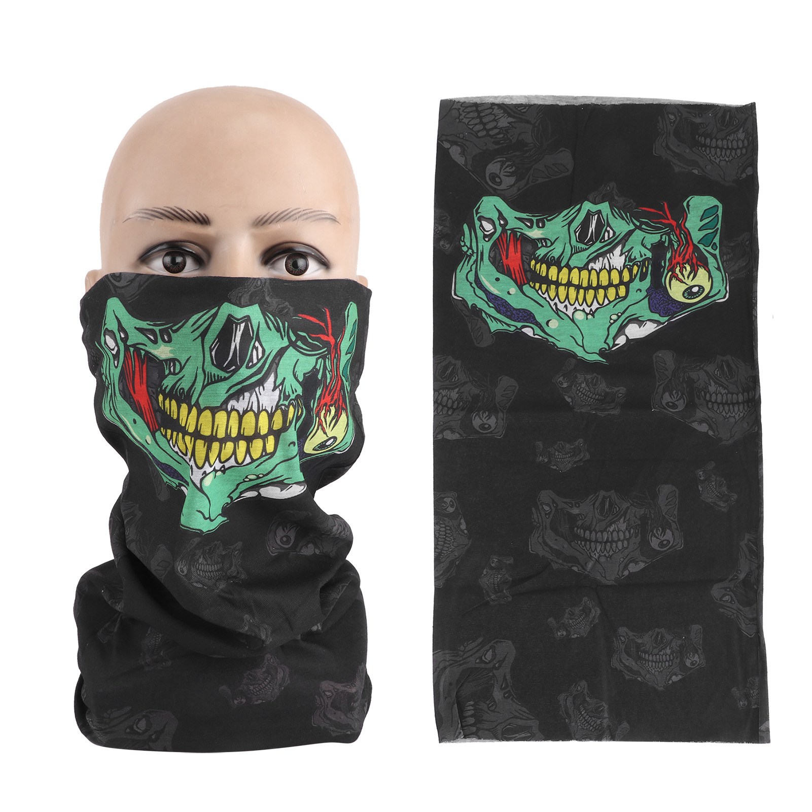 Totenkopf-gesichtsmaske Als Halswärmer, Nahtloser Halswärmer, 2-teilig, Motorrad-/fahrradfahrer, Farbenfroh