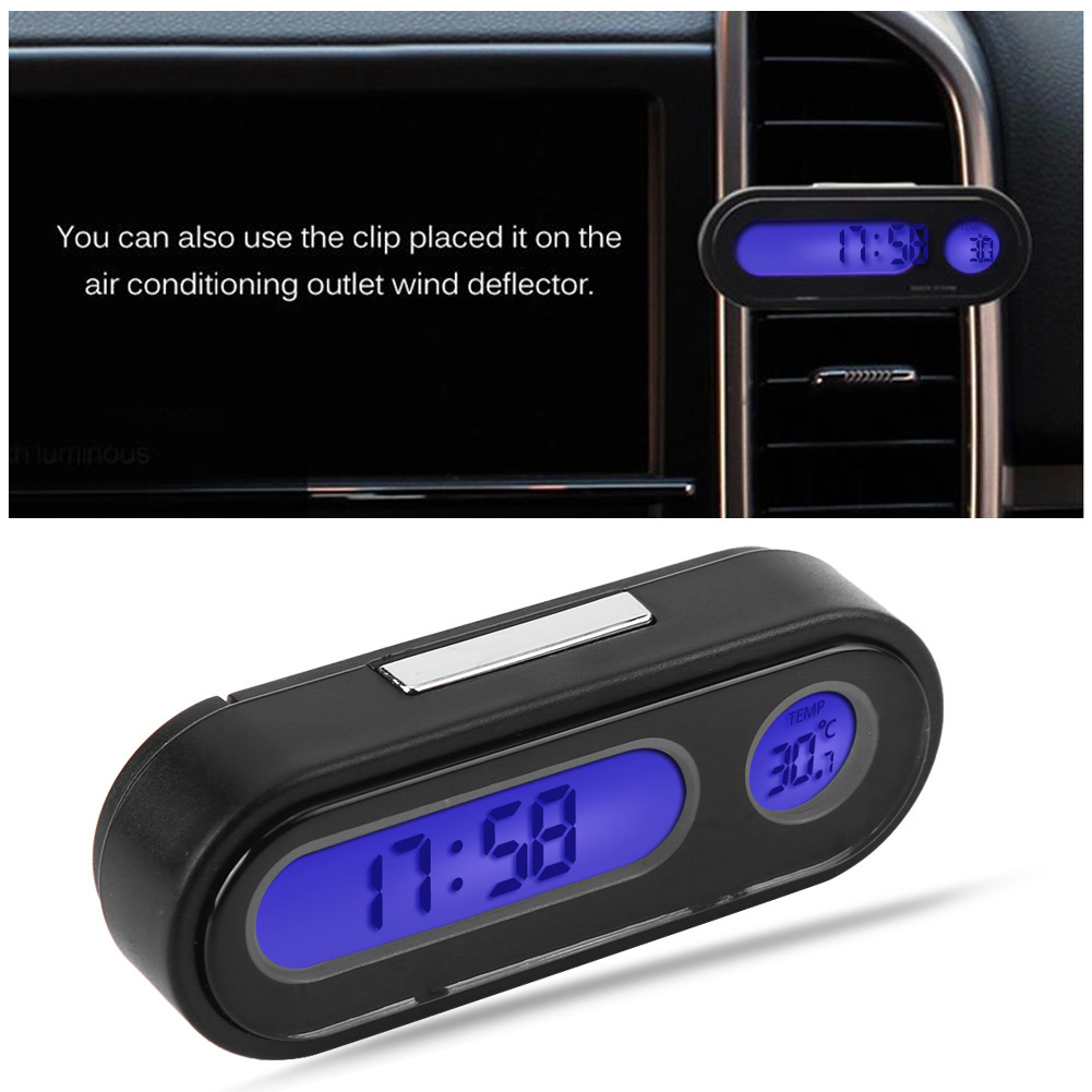 2-in-1 Led-digitaluhr Für Den Autoinnenraum: Miniatur-elektronikuhr, Thermometer Und Voltmeter Für Das Armaturenbrett.