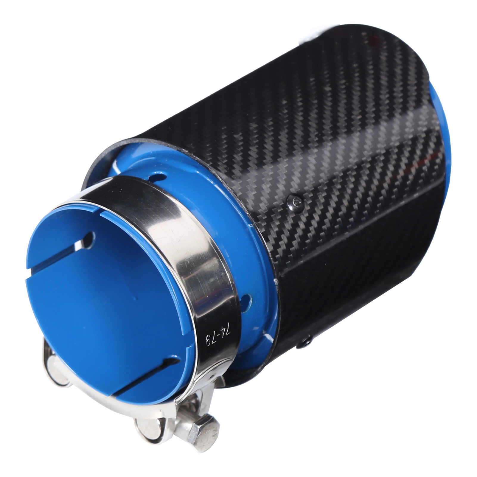 Auspuffendrohr 80-101 Mm, Einseitig, Gerade, Glänzend, Aus Carbonfaser, Blau, Edelstahl